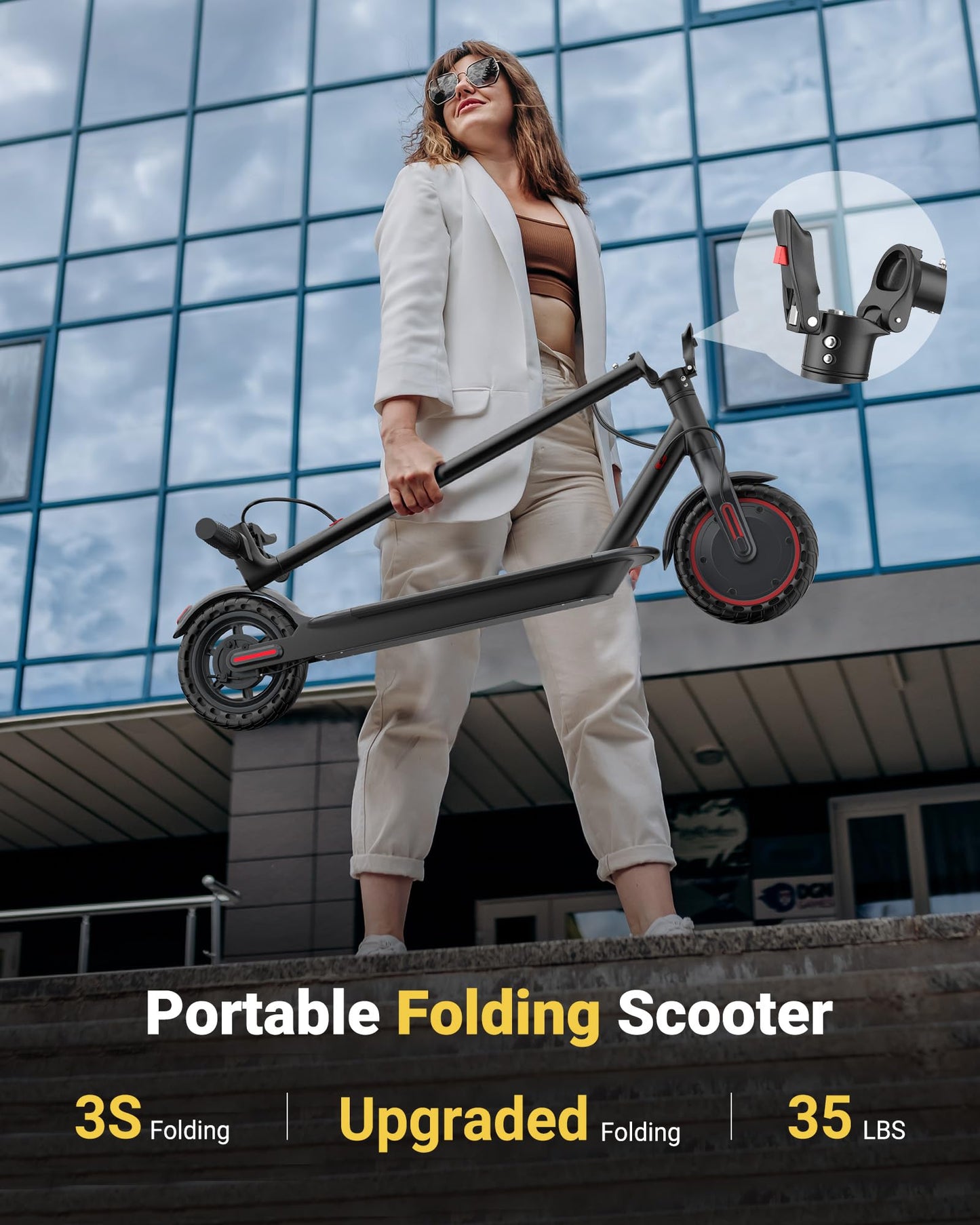 MAXSHOT Electric Scooter for Adults, 8.5/10/14" Tires, 19/22Mph, 350W/500W Motor, 21-28 Miles Range, Folding E-Scooter with Dual Suspension,APP Control