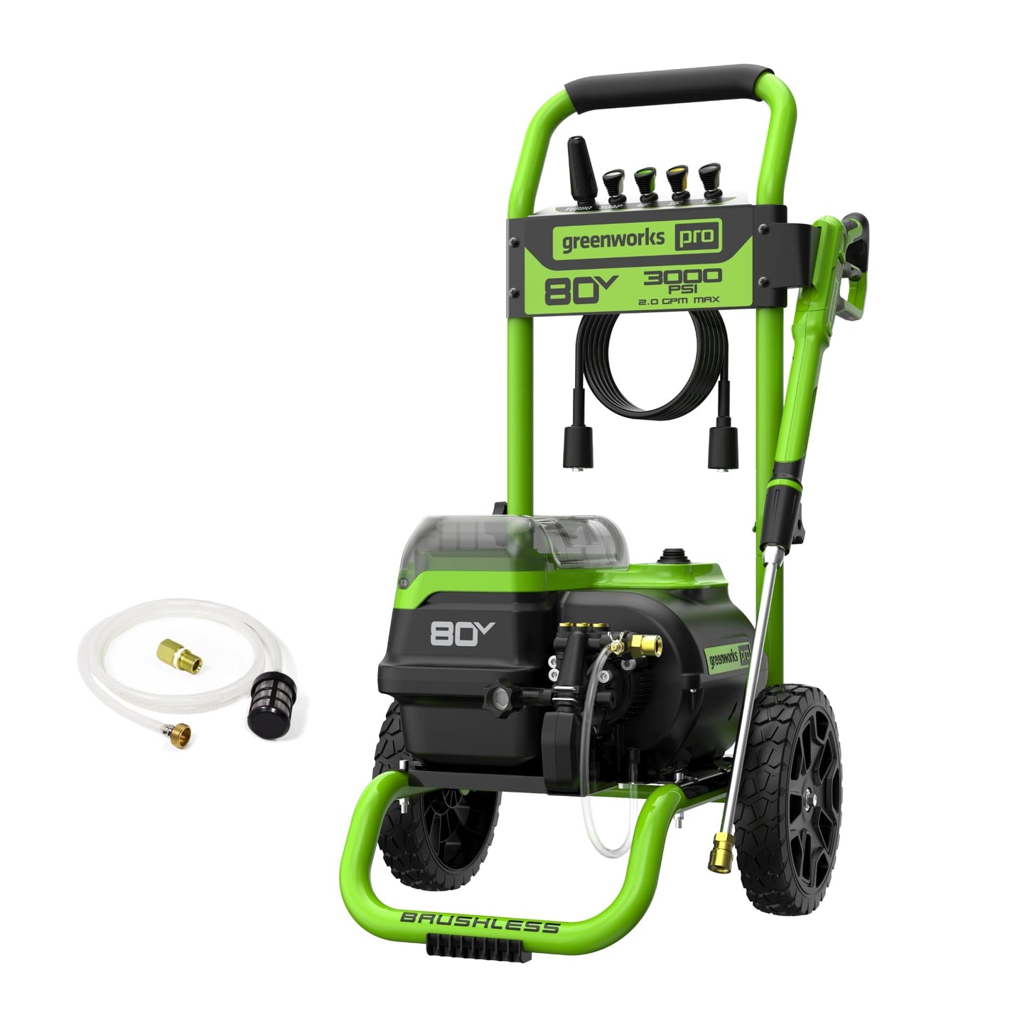 Greenworks 80V 3000 PSI Dual-Port Pressure Washer (2.0 GPM), Tool-Only, Powerful Enough to Remove Pesky Dirt and Grime on Siding, Fences, Patios, Driveways, and Sidewalks