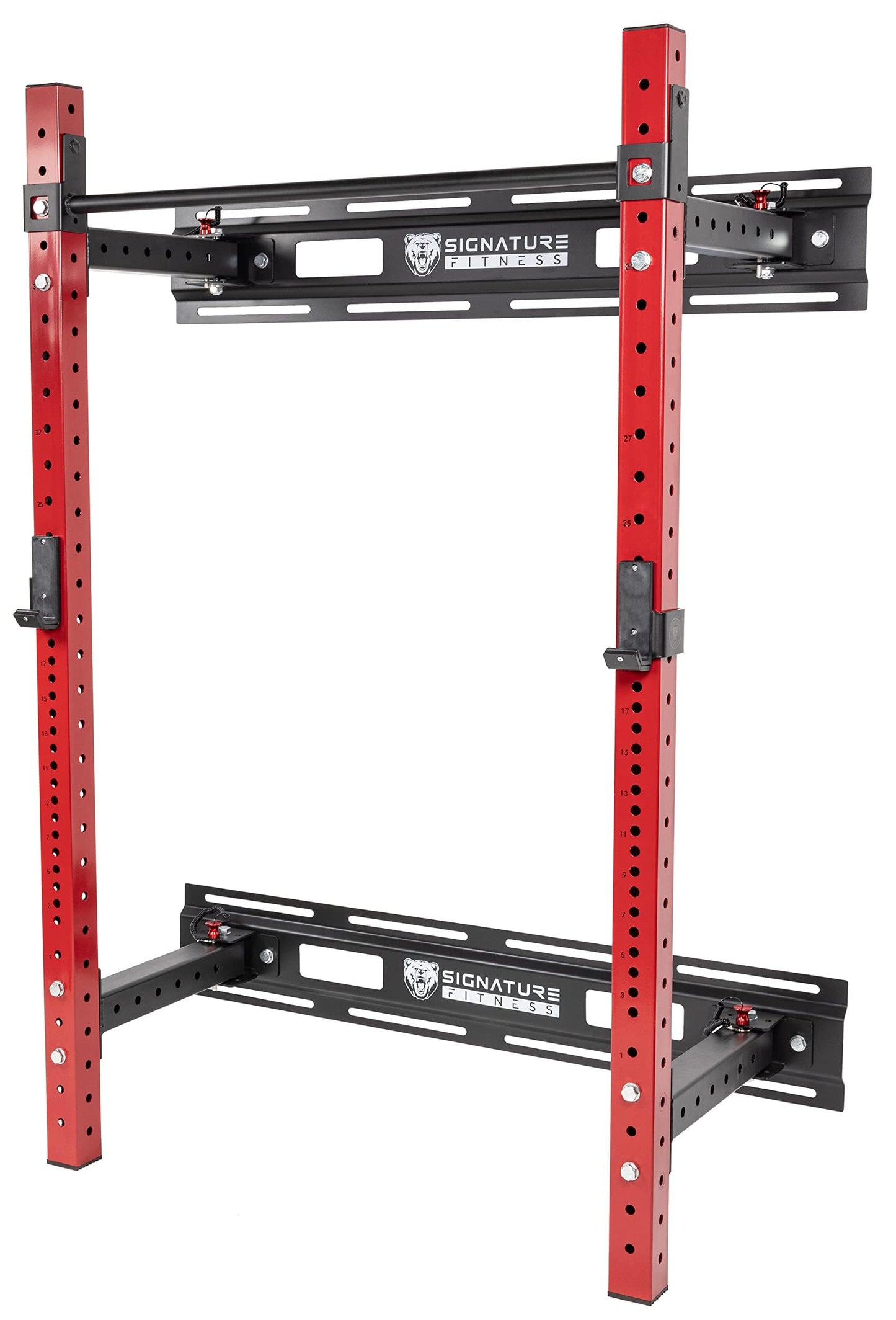Hulkfit 3x3 Wall-Mount Foldable Power Cage with Pull-Up Bar & J-Hooks - Space-Saving Home Gym Rack - Black