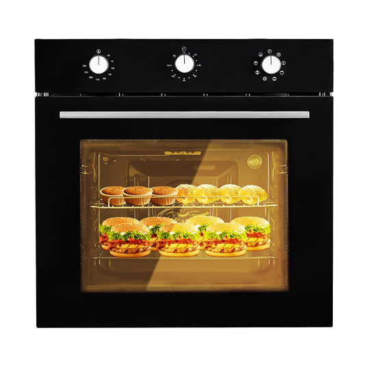 24" Single Wall Oven, 2.5 Cu.Ft. Built-in Electric Single Wall Ovens with Mechanical Knobs, Double-Layered Glass Door, 5 Cooking Functions, 3000W 240V Ideal for Kitchen Oven