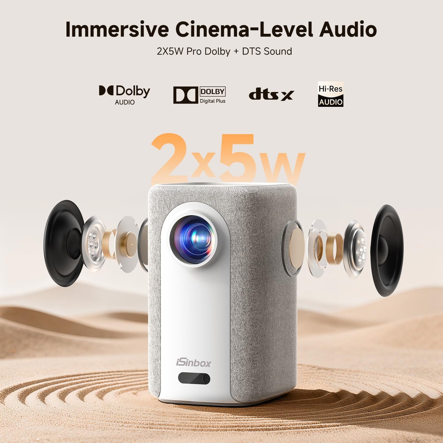 4K Outdoor Projector with WiFi and Bluetooth, iSinbox 1500ANSI Portable Projector with Dual-Mode Stand, Smart Short Throw Auto Focus Projector with Netflix/YouTube/PrimeVideo & Dolby