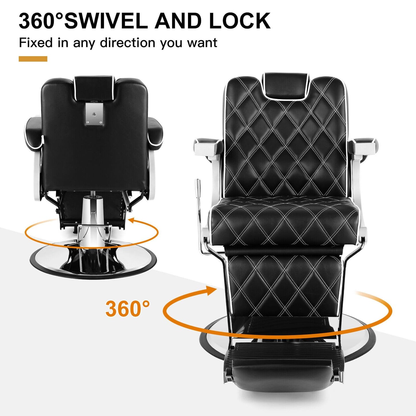 Artist hand All Purpose Barber Chair Wide Backrest Reclining Salon Chair for Hair Stylist Tattoo Chair Makeup Chair for Salon Equipment (Black)