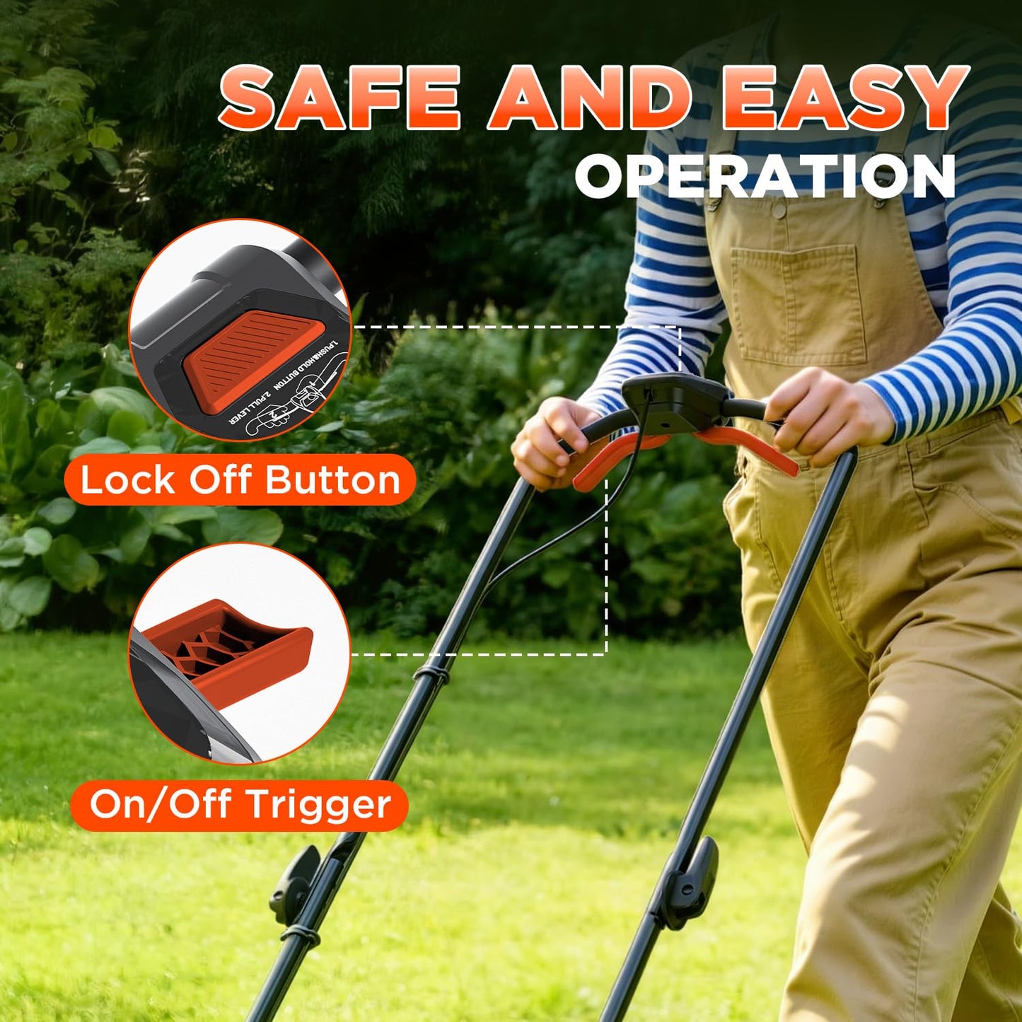 18 Inch Electric Lawn Mower, 2×20V Brushless Mower with 6-Position Height Adjustment, Cordless Push Lawn Mower, 2×5.0Ah Batteries & Charger Included