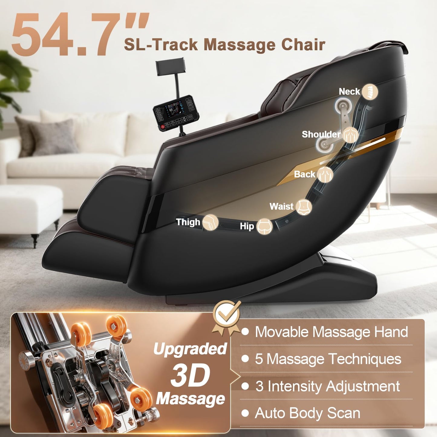 FURNIMAT 2026 Massage Chair Full Body, 3D SL-Track Zero Gravity Shiatsu Massage Chair Recliner with AI Control, Body Scan, Airbags, Heating, Foot Roller, Auto Modes, Bluetooth Speaker