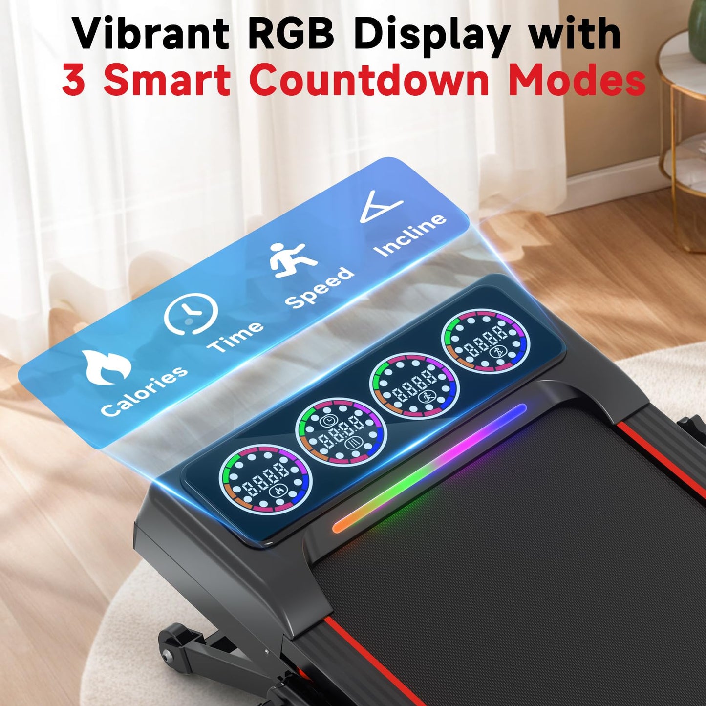 Joxir Walking Pad Treadmill with 12% 12-Level Auto Incline and Handle Bar, 7.5MPH 450 lbs Capacity Under Desk Treadmills for Home, Portable Treadmill with Incline, Remote Control, RGB LED Screen