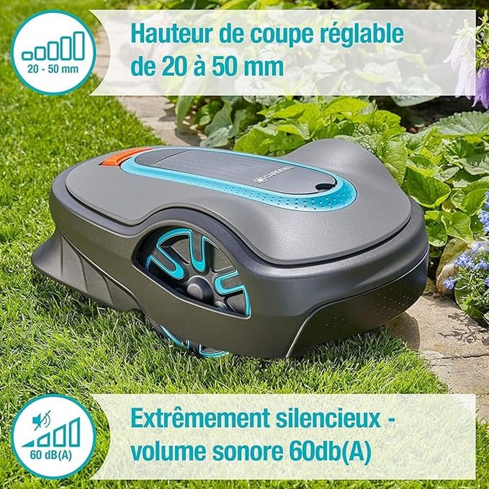 Gardena Sileno Life: Robot Lawnmower for Area up to 1500 m², Easy-Pass Function, Slopes up to 35%, Quiet, Version FR/NL (15108-26)