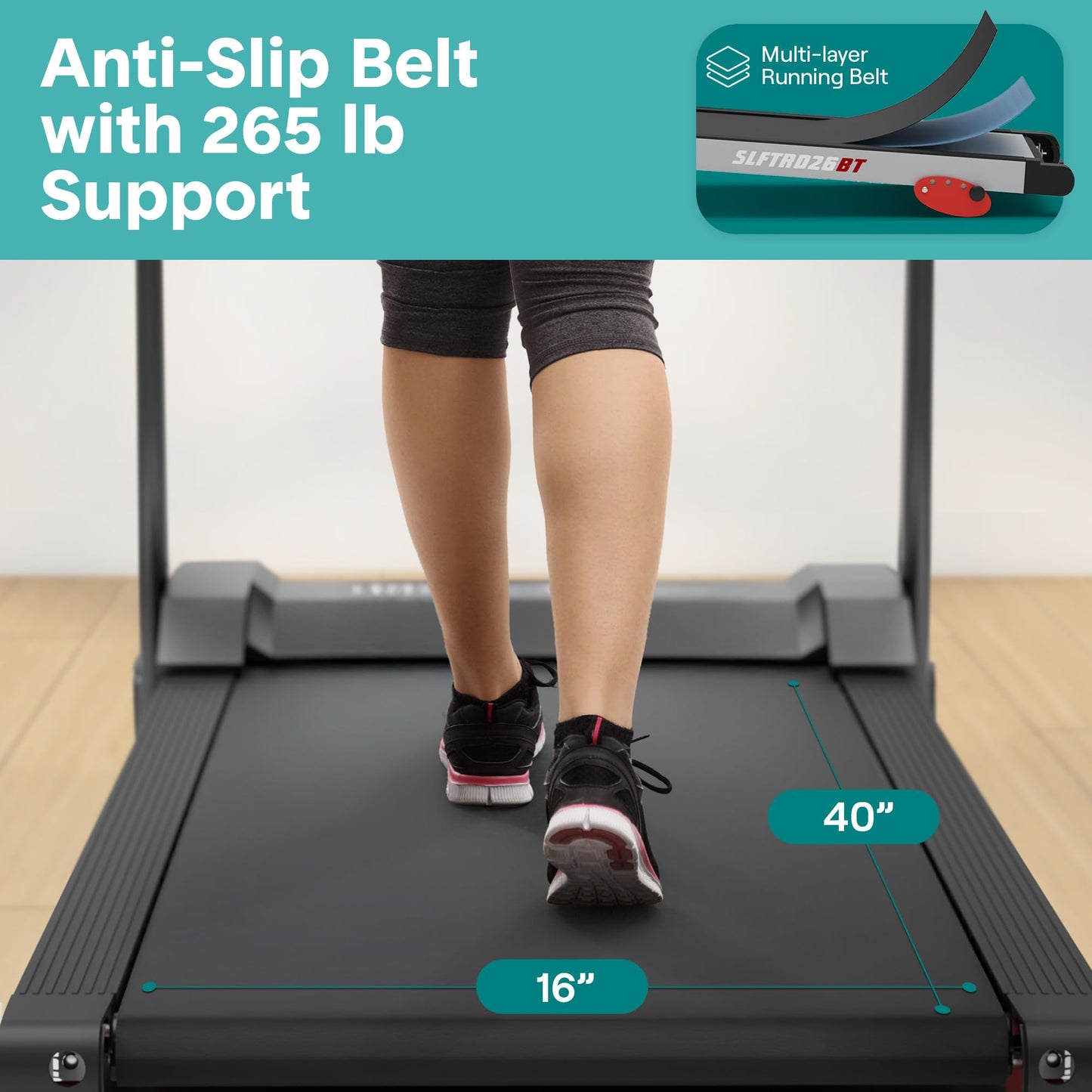 SereneLife Treadmill with Incline & Handle Bars | Compact Portable Walking Pad & Treadmill for Home/Apartment | Wide Running Belt 40" x 16" | Includes Workout Trainer Program with Bluetooth App