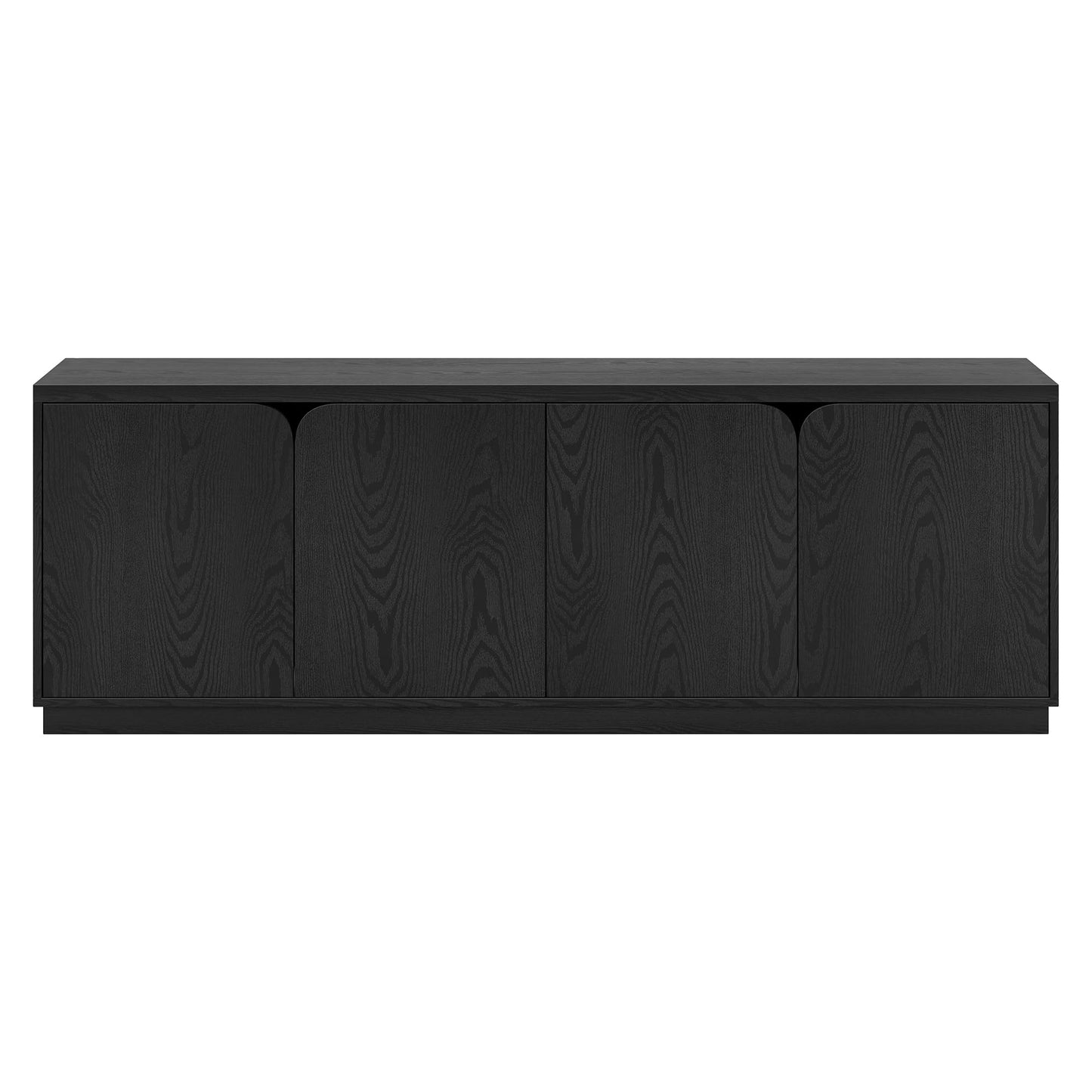 Henn&Hart TV Stand for TVs up to 78" with Concealed Storage Cabinets and Adjustable Shelves for Living Room, Family Room, or Office, Natural Black
