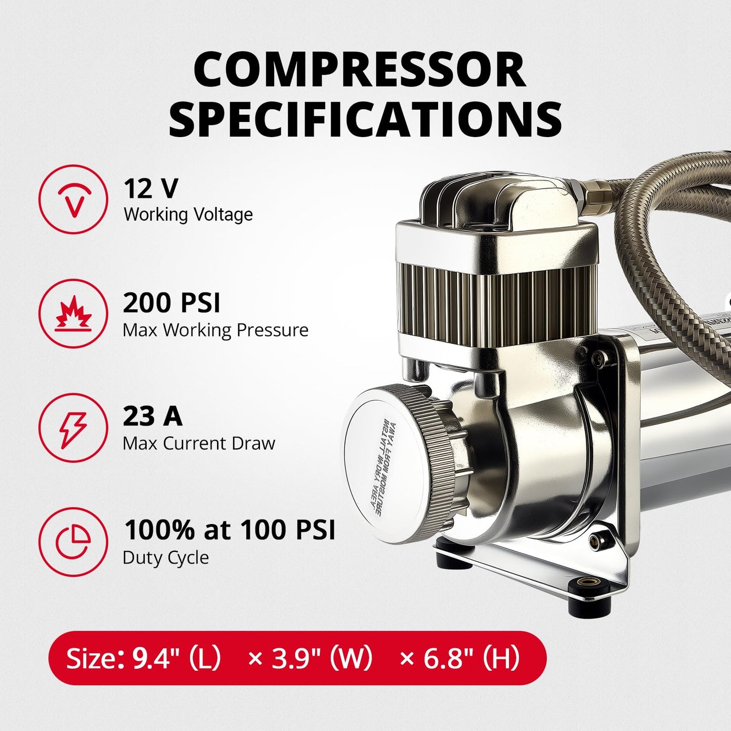 EVIL ENERGY 1.5 Gallon Air Compressor and Tank Kit 6 Ports 1/4" NPT 150 PSI Rated 12V Air Tank Compressor for Truck, Air Horn, Inflating Tires, Suspension Systems, Train Horn, DIY Pneumatic Tools