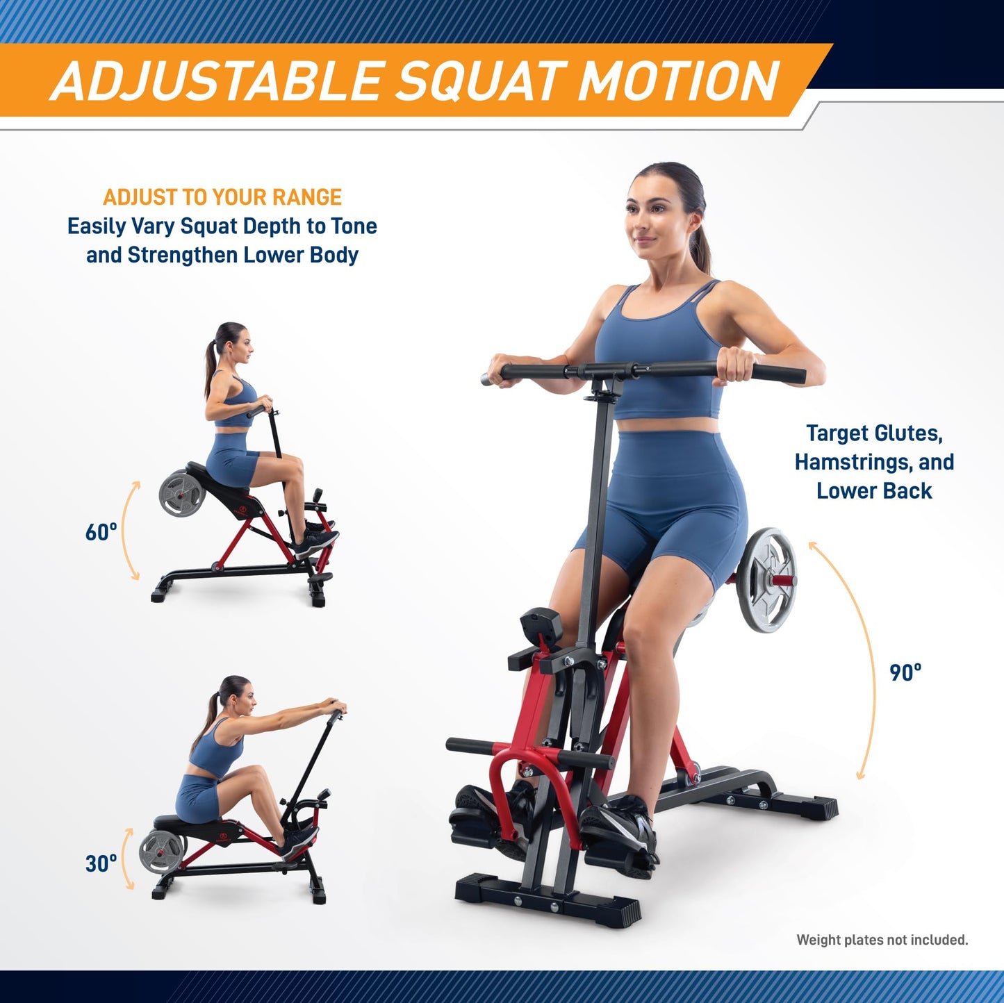 Marcy Easy Rider - Full-Body Exercise Workout Rowing Squat Machine, Free-Weight Resistance, Includes Performance Monitor for Compact Home Gym JX-1057