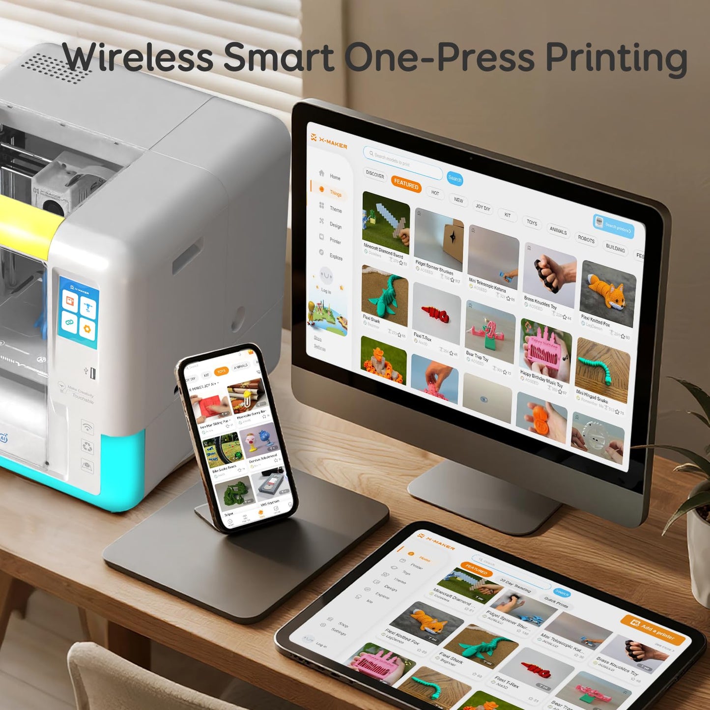 AOSEED 3D Printer for Kids & Beginners, AI-Powered Toy Maker with Leveling-Free Design, 400mm/s Speed, 17+ Design Modules, 1 PLA Filaments, Enclosed Mini 3D Printer for Home & School, X-Maker AI+