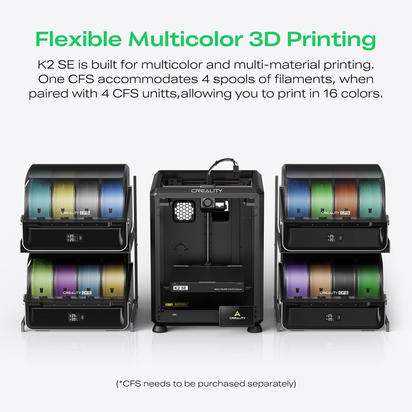 Creality K2 SE 3D Printer, 500mm/s High-Speed Printing, Support Multi Color 3D Printing Needs CFS, Solid Metal Build, Auto Leveling, Direct Drive Extruder, Quick-Swap Nozzle, 220×215×245mm Print Size