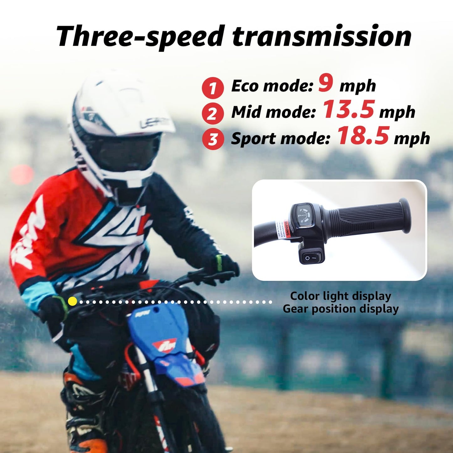 RFN E350 36V Kids Electric Dirt Bike, Electric Motorcycle with 500W Motor | 18.6 mph Max Speed, 11.2-Mile Range & 3 Speeds for Ages 4-8(Black)