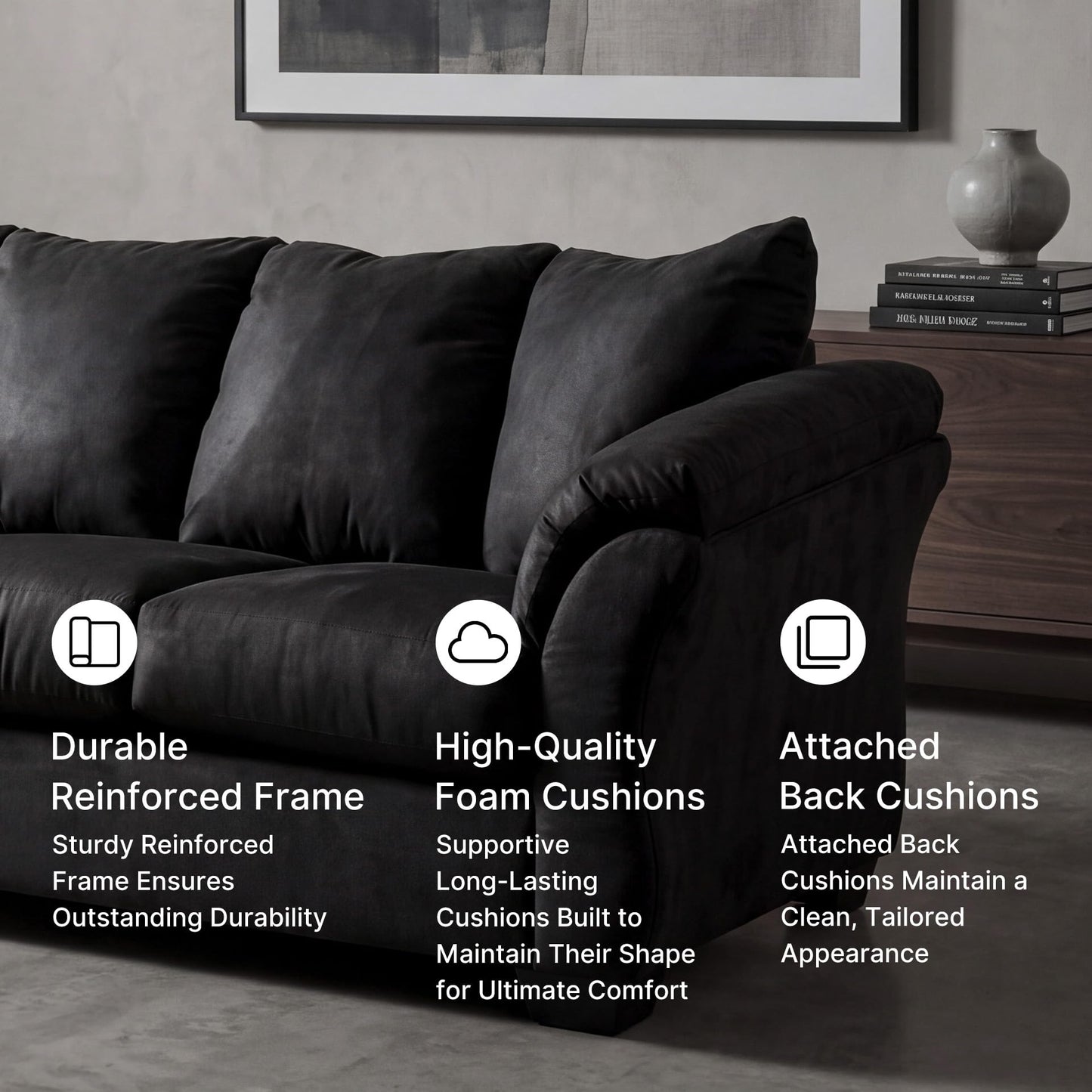 Signature Design by Ashley Darcy Classic Contemporary Sofa, Black