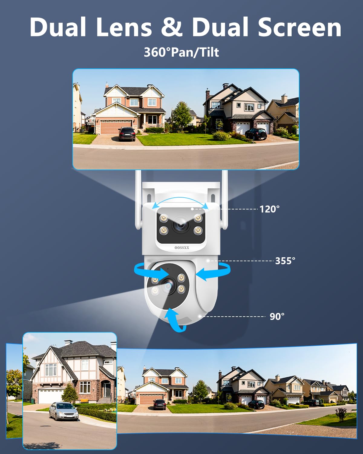 (2026 New) 2K Wireless Security Camera System with 10" Monitor, Dual Lens PT Cameras, 64GB TF Card, 130° Wide Angle, Long Range WiFi +76%, PIR Detection, 2-Way Audio, No Monthly Fee