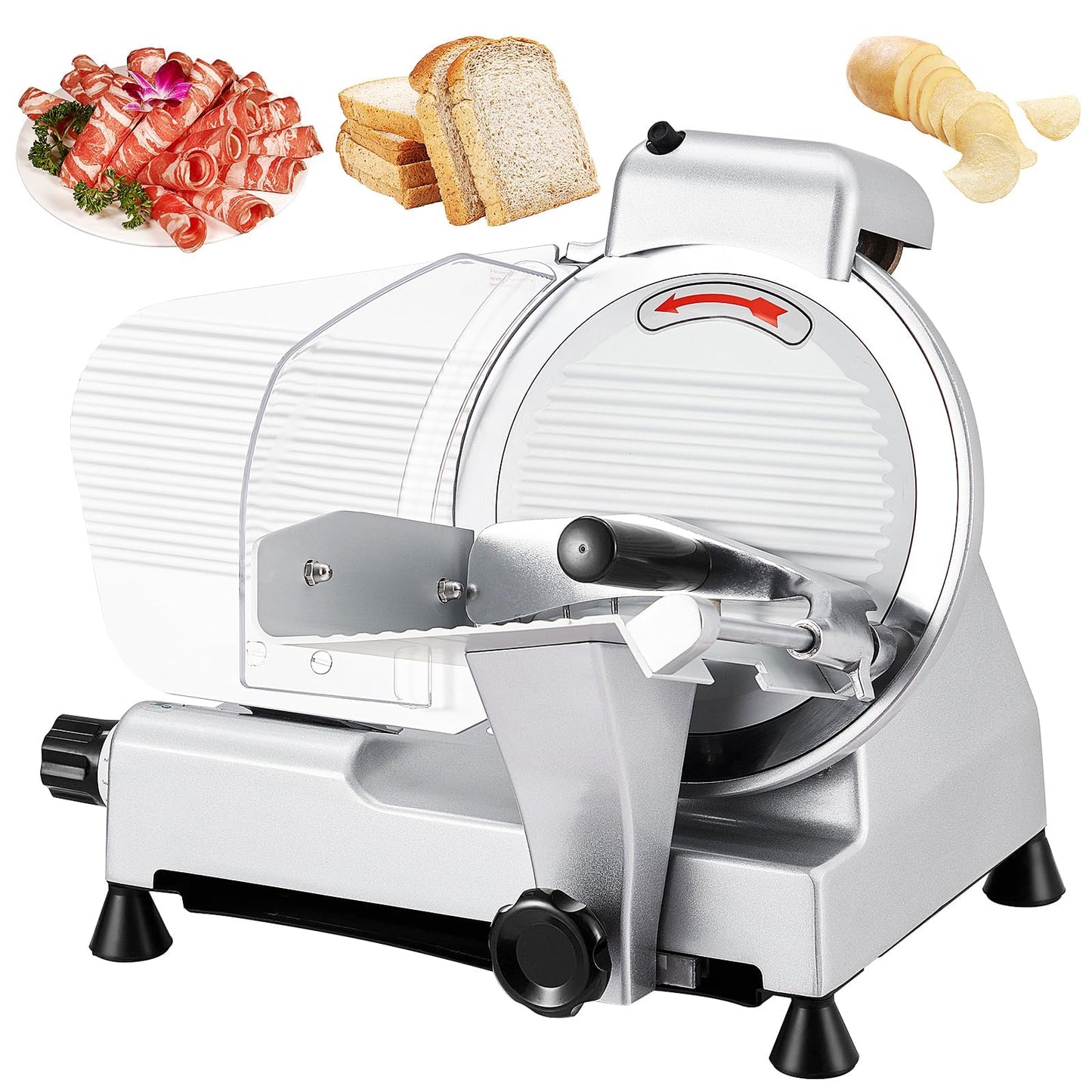 Commercial Meat Slicer, 13-Inch Chromium-Plated Steel Blade, 370W High-Power Pure Copper Motor, 0-16mm Precision Adjustable Thickness, Semi-Automatic Electric Meat Cutter for Kitchen & Restaurant