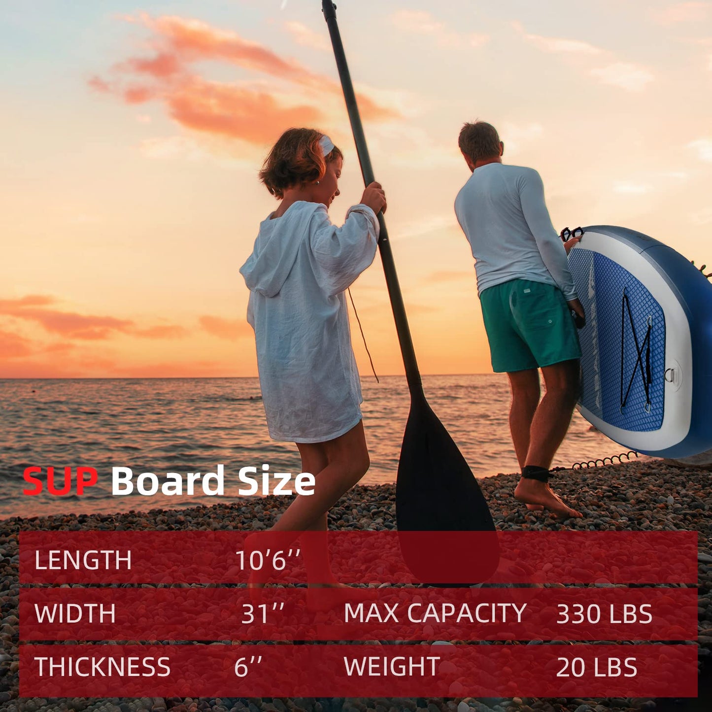 Abahub Inflatable SUP, Wide 10'6" x 31" x 6" iSUP,Blue Standup Paddleboard with Adjustable Paddle, Kayak Seat, for Yoga, Paddle Board, Kayaking, Surf, Canoe, Fishing