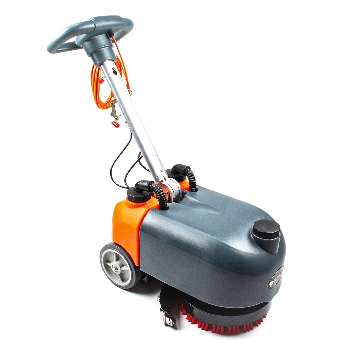 14" Walk-Behind Commercial Floor Scrubber Machine, 18" Squeegee, 3/4-Gal Tanks, 180 RPM, 26-ft Corded Hard Floor Cleaner for Offices, Cafes, Boutiques, Clinics & Tight Spaces