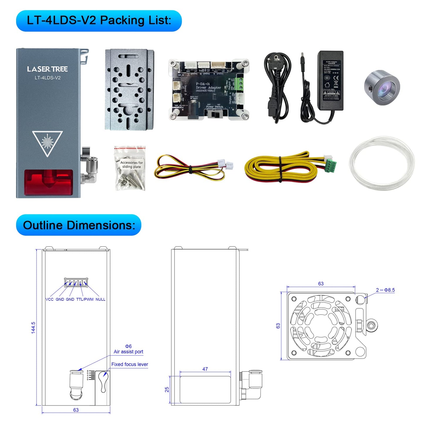 LASER TREE Laser Engraver Module, 20000mW(20W) Output Optical Power, Laser Engraver Cutter Module with Air Assist, High Accuracy Quad-Compression Spot Laser Head, Engraving 340+ Colors On Metal Steel