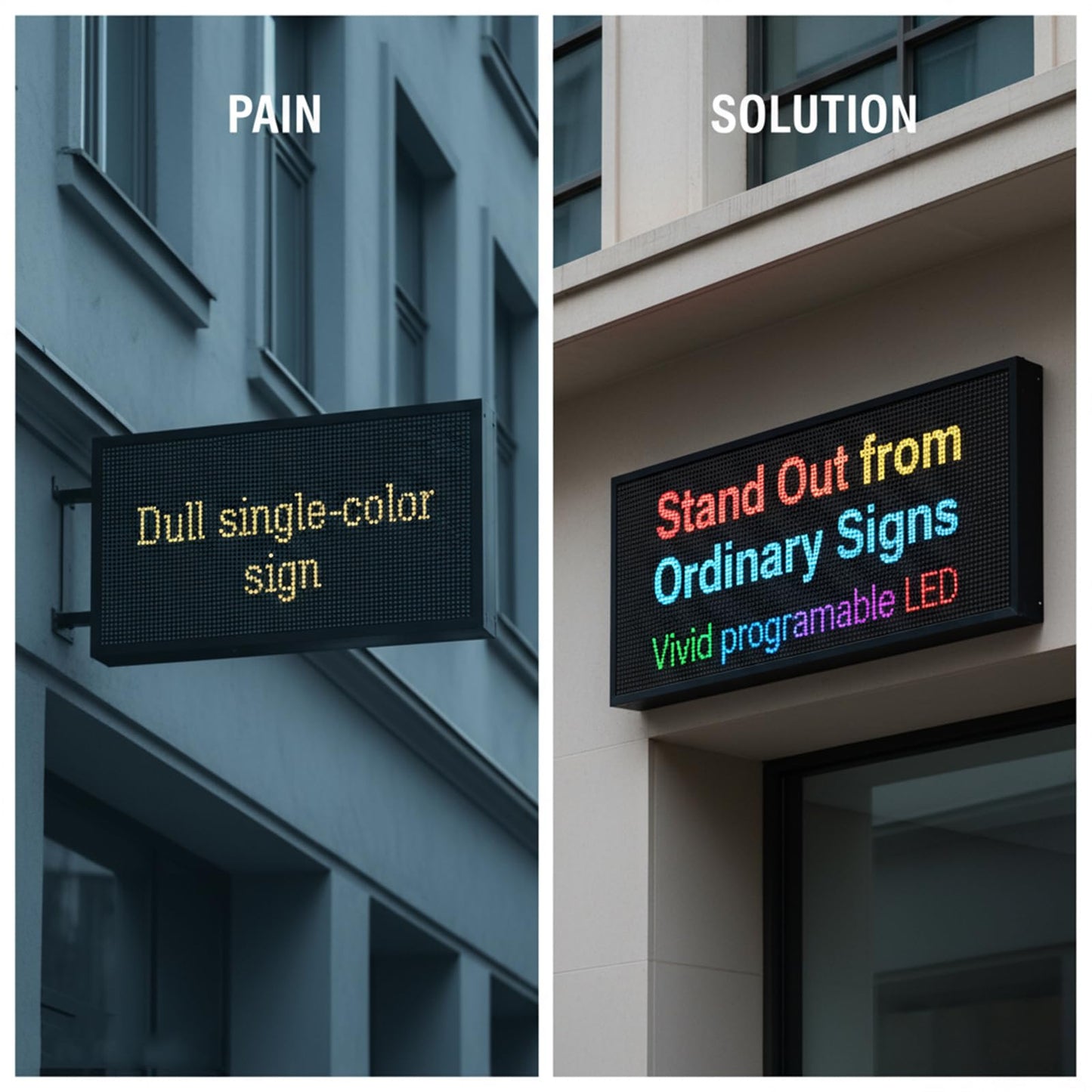 LED Advertising Sign,P5 39x14 Inches Full Color Programmable Digital Board, High Brightness Scrolling Message Display with WiFi & USB Control for Business Promotion