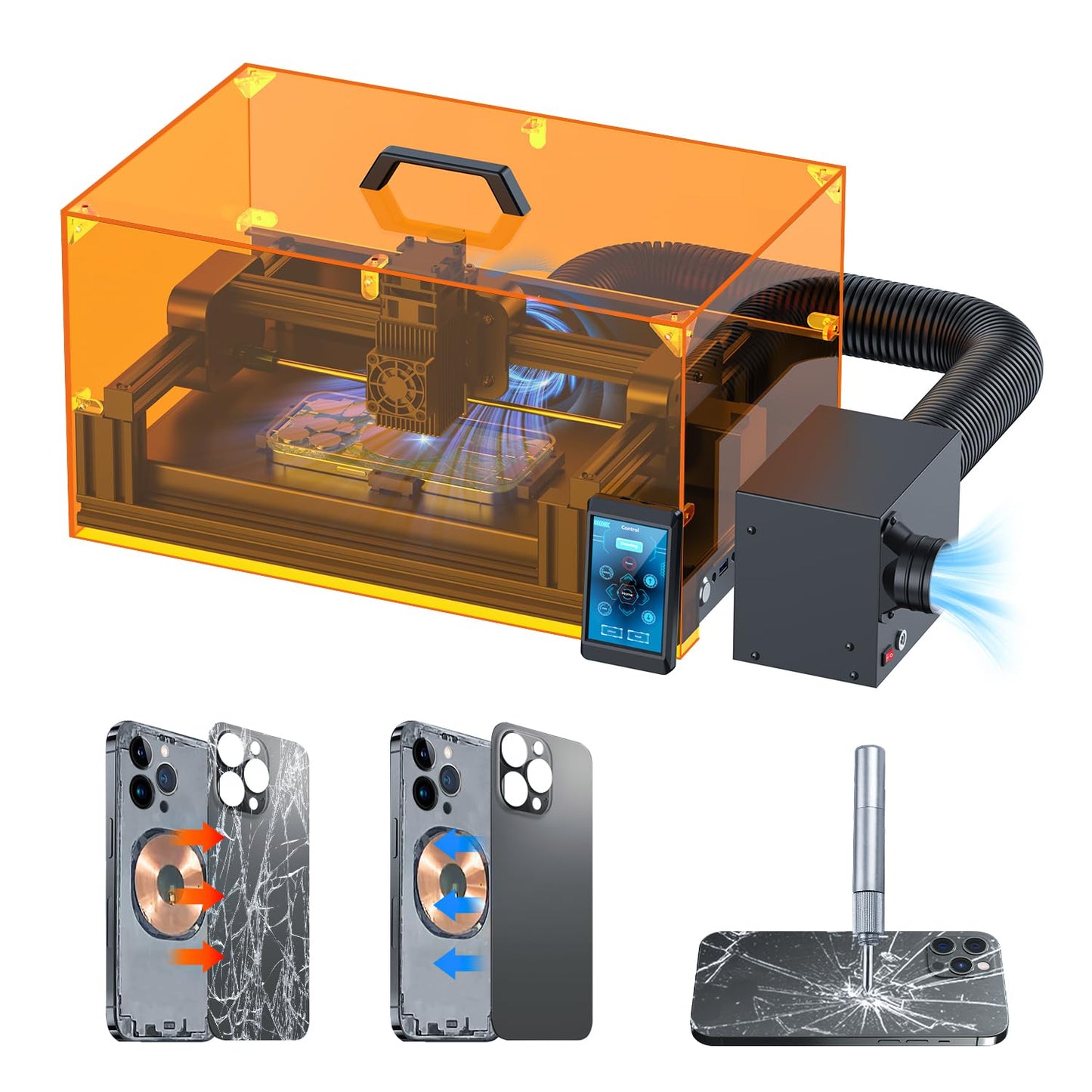 AENBUSLM V9 Ultra Laser Machine for iPhone 8-17 Series Back Glass Replacement, Cell Phone Repair Laser Safely, Auto-Focus Laser Seperator Engraving Machine with Air Filter and Phone Repair Tools