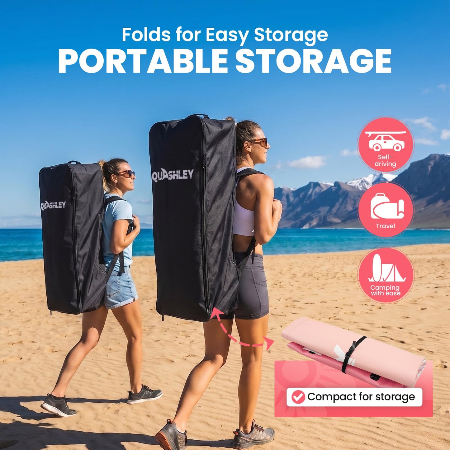 Quashley Inflatable Stand Up Paddle Board - All-Round SUP for Yoga,Fishing,Touring | Portable,Stable,Lightweight with Non-Slip Deck & Paddle for Beginners & Family Fun Whis-P