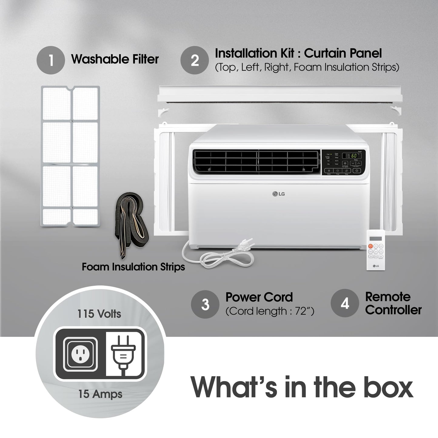 LG 6000 BTU Window Air Conditioner Energy Saving Dual Inverter, Remote Control, WiFi, LG ThinQ, Alexa, Hey Google Enabled Washable Filer Ultra-Quiet Cools Small Room up to 250 Sq.Ft White LW6023IVSM