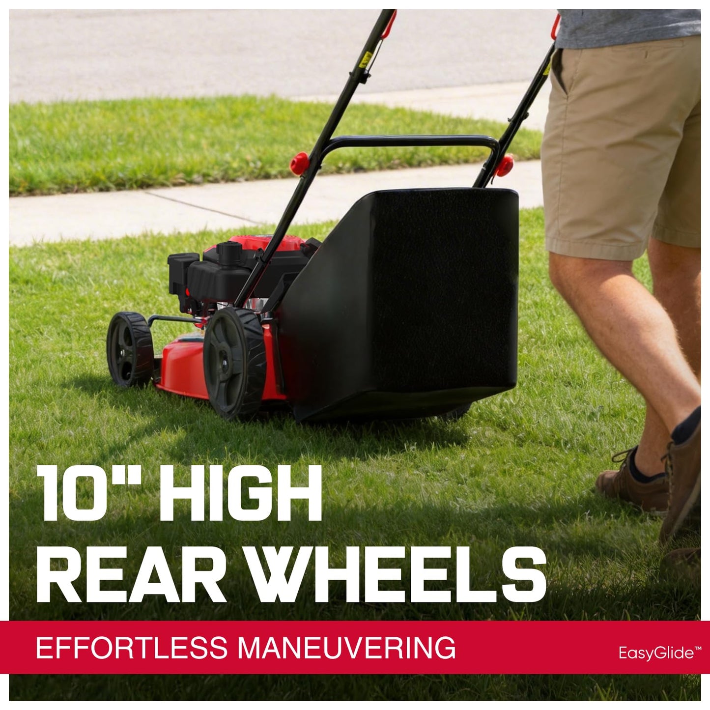 PowerSmart EasyGlide 21-Inch Gas Lawn Mower, 144cc 4-Stroke OHV Engine, Push Walk-Behind, 3-in-1 Mulch/Bag/Side Discharge, Steel Deck, 6 Height Adjustment