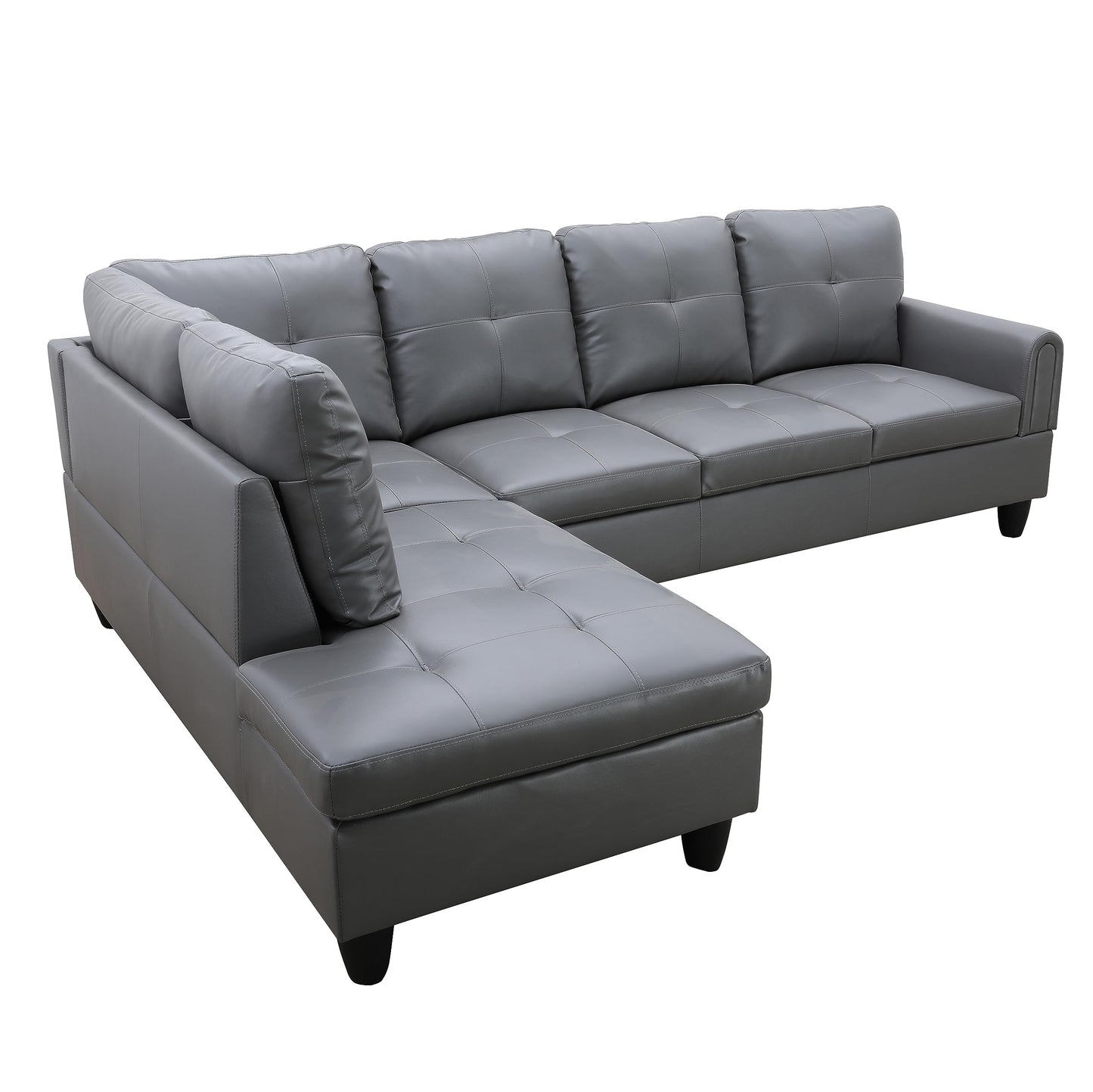 NicBex Sectional Couch L Shaped Couch Sofas for Living Room Living Room Furniture Sets Faux Leather Couch with Chaise and Back Cushions for Living Room and Apartment, Silver Grey