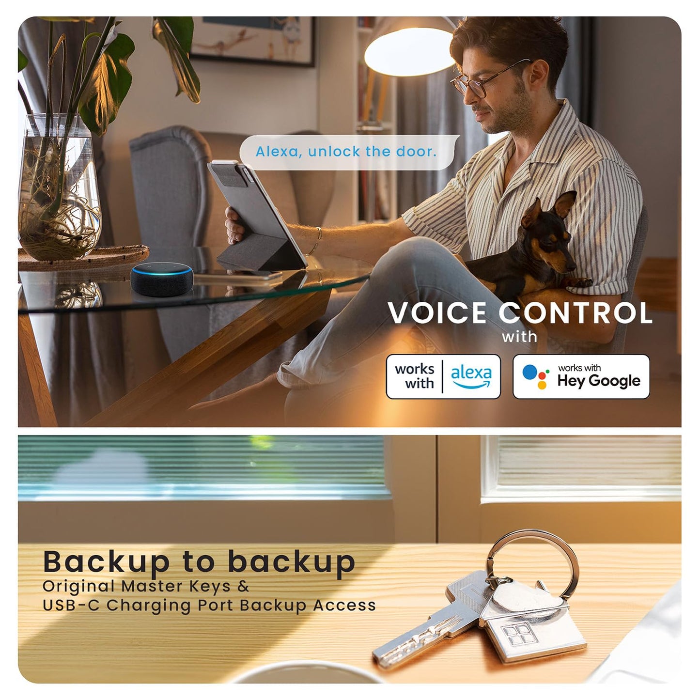 Lockly Secure Pro Smart Lock with Handle - Biometric Fingerprint & Patented Anti-Peep PIN Genie Keypad, Built-in Wi-Fi Keyless Entry Door Lock, App Remote Control, Works with Alexa & Google Assistant