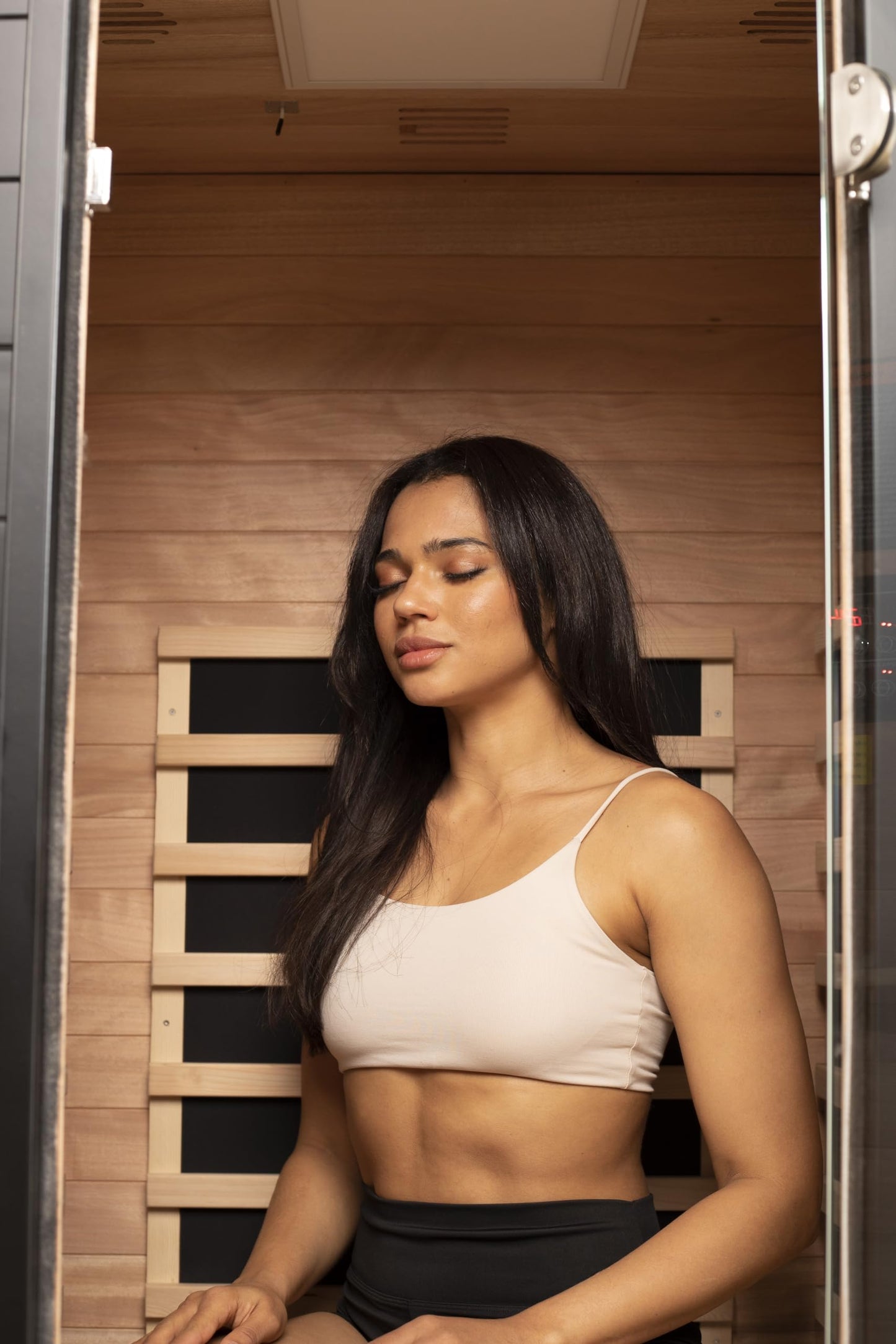 EZLIFE 1-Person Low EMF Infrared Solo Sauna with Red Light Up to 149°F Bluetooth Speakers, Interior Dimensions– 29.45”L × 31.81”W × 63.35”H