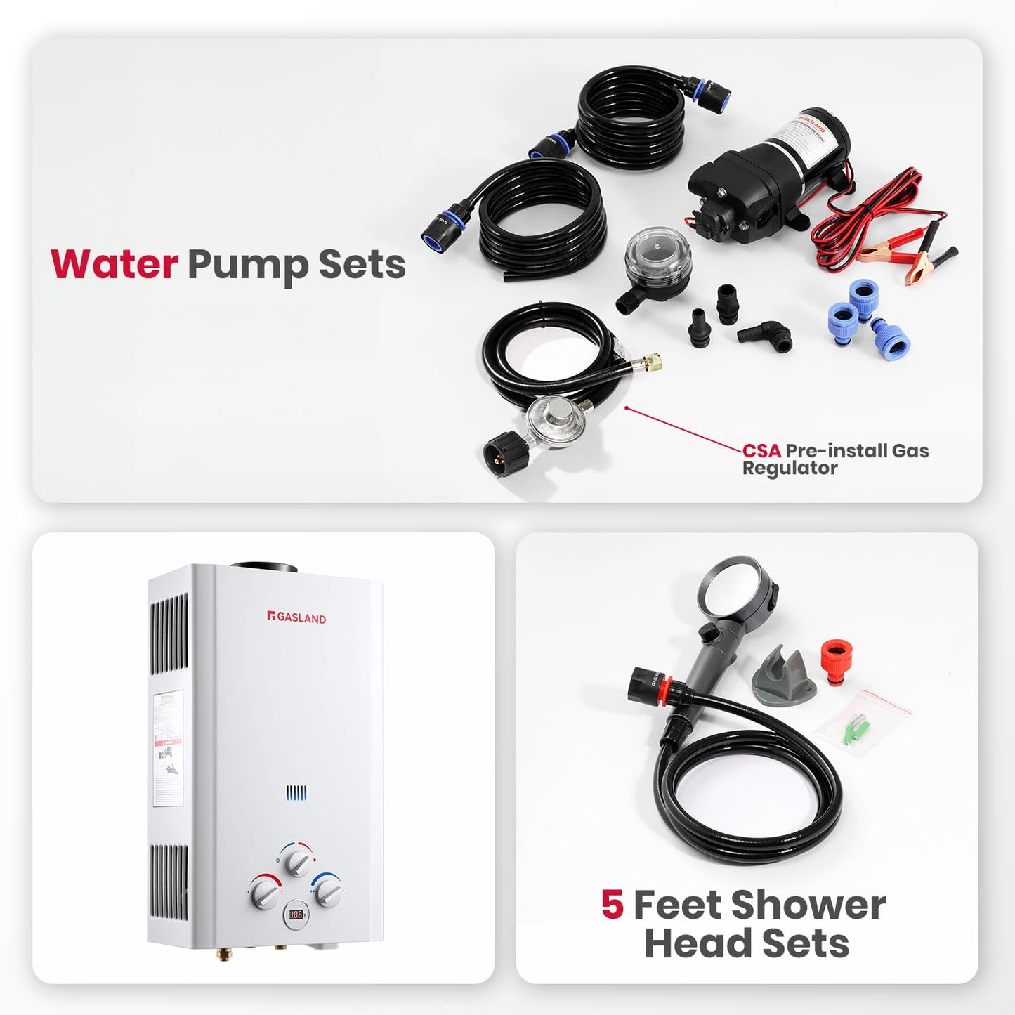 GASLAND 2.64 GPM Tankless Water Heater Propane 10L, Portable Propane Water Heater with Pump & Pipe Strainer for Camping and Off Grid Cabins, Outdoor On Demand Hot Water Heater for Above Ground Pool