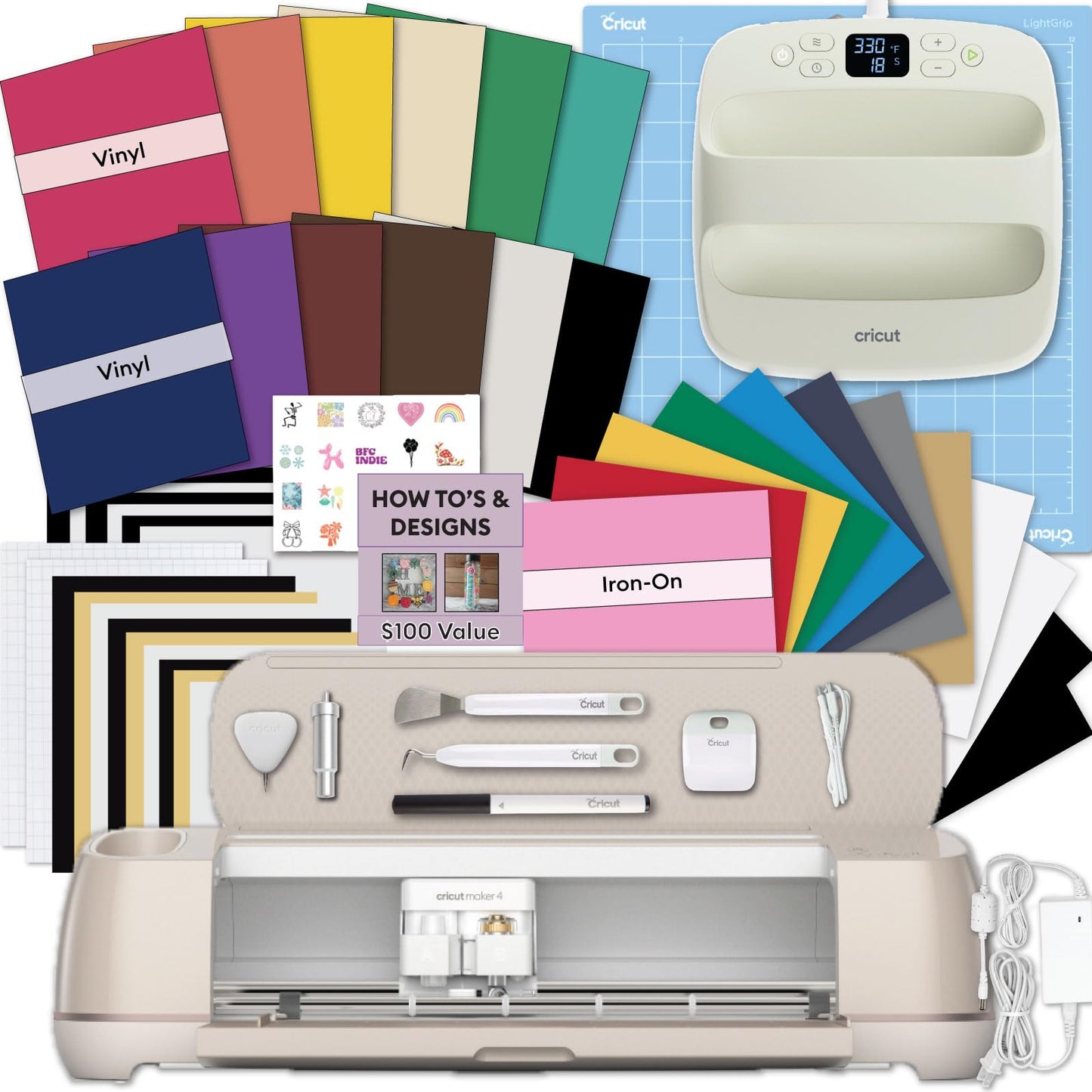 Cricut Maker 4 T-Shirt Making Bundle - Cutting Machine with EasyPress SE Heat Press, Vinyl & Iron-On Kit for Custom Apparel, Tote Bags & DIY Projects