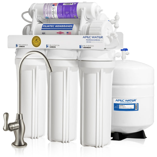 APEC Water RO-PH90, 6-Stage Alkaline Under Sink Reverse Osmosis Water Filter System, NSF Certified 372 & 58, 90 GPD, Reduces 99% of Impurities