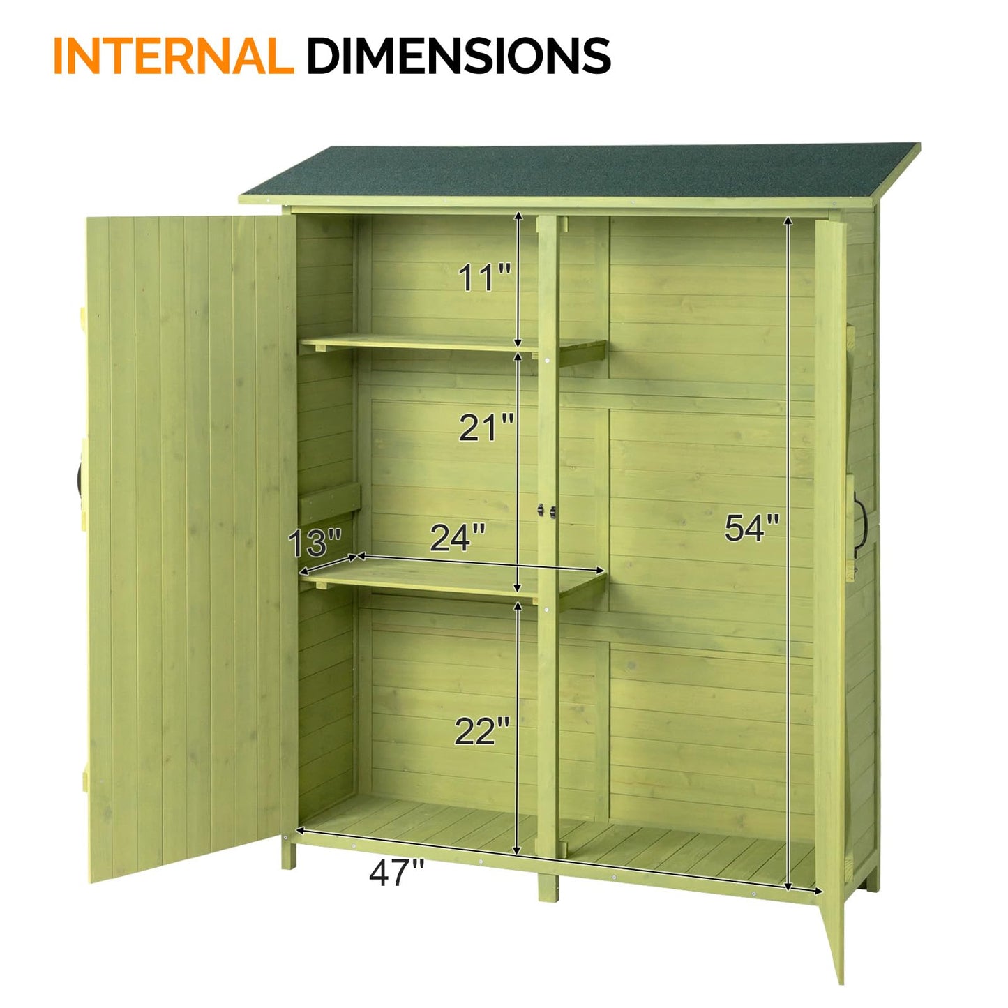 VINGLI Upgraded Outdoor Wooden Storage Shed, Extra Large Garden Shed Outside Tool Cabinet with 2 Safety Latches, Patio Storage Organizer for Garden Yard Lawn Equipment, Light Green