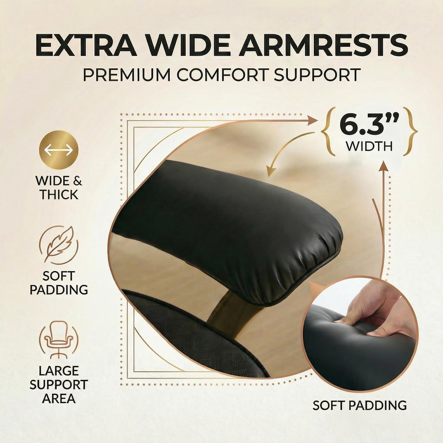 EXCEBET Big and Tall Office Chair 400lbs Wide Seat, Ergonomic Executive Desk Office Chair with Footrest, High Back PU Leather Chair with Lumbar Support, Padded Armrests, Heavy Duty Base, Black