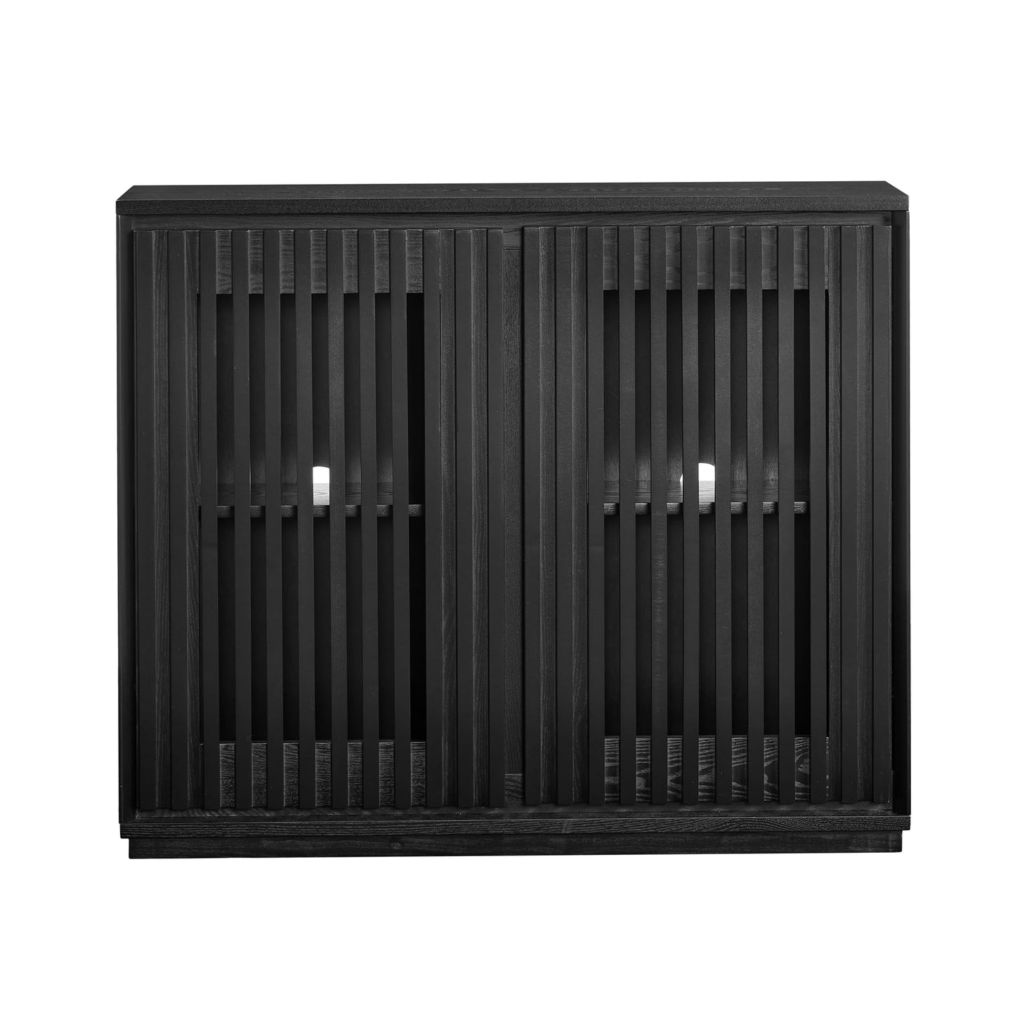 KEIKI 39" Mid Century Modern Fluted Hollowed Out Sideboard Cabinet with 2 Outlet Holes, Buffet Cabinet with Storage, Storage Cabinet for Living Room, Entryway, Hallway, Dining Room, Kitchen, Black