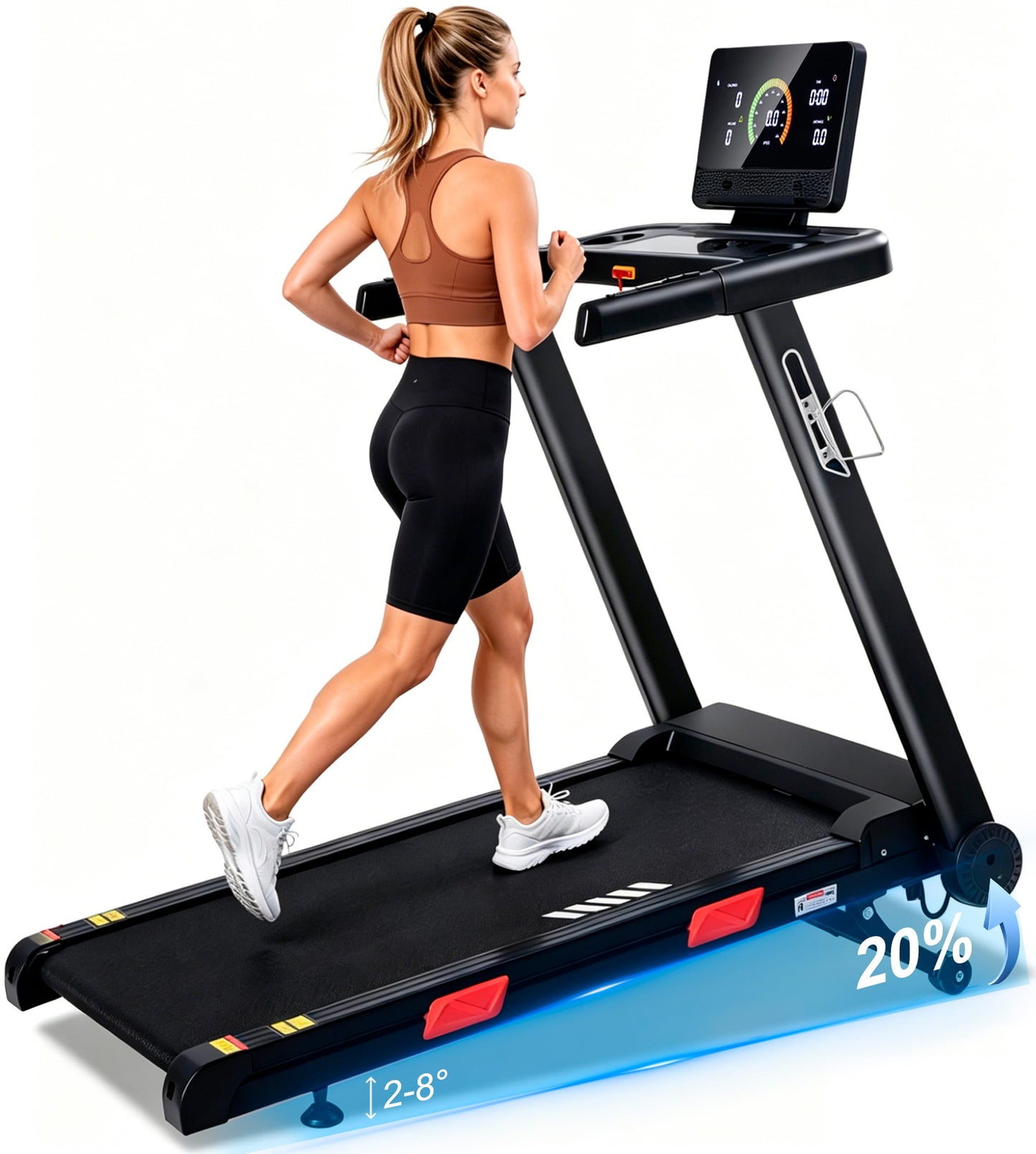 ATEEDGE Treadmill with Auto Incline, 20% Incline, 3.0HP, 10 MPH Running Machine, 18.5" Wide Belt, 350 lbs Capacity, Treadmill for Home with Bluetooth App