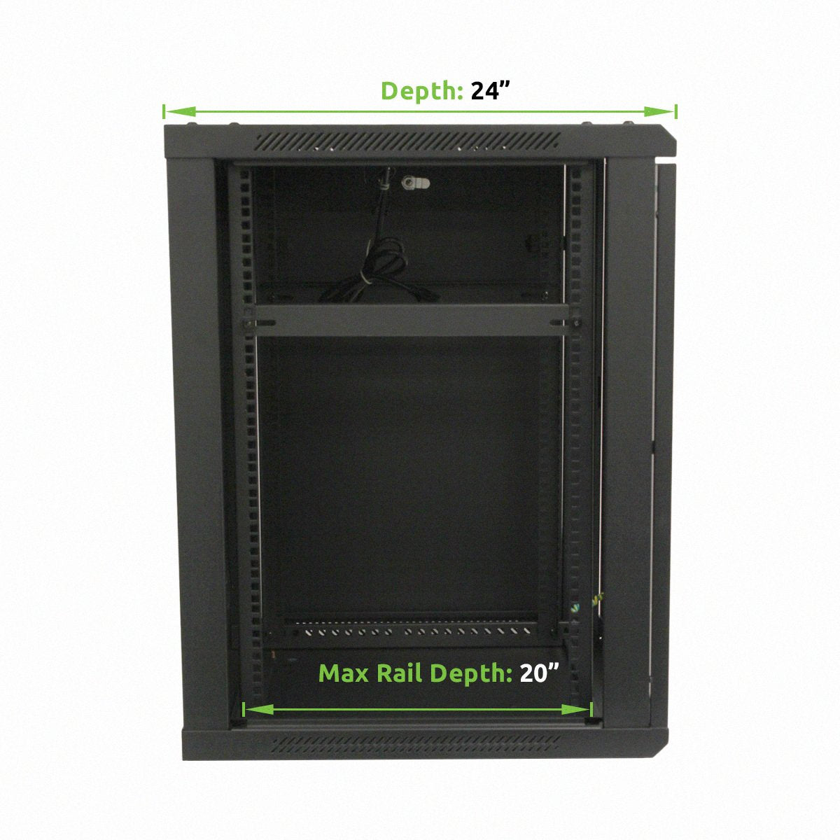 Navepoint 15U Deluxe IT Wallmount Cabinet Enclosure 19-Inch Server Network Rack with Locking Glass Door 24-Inches Deep Black with Shelves