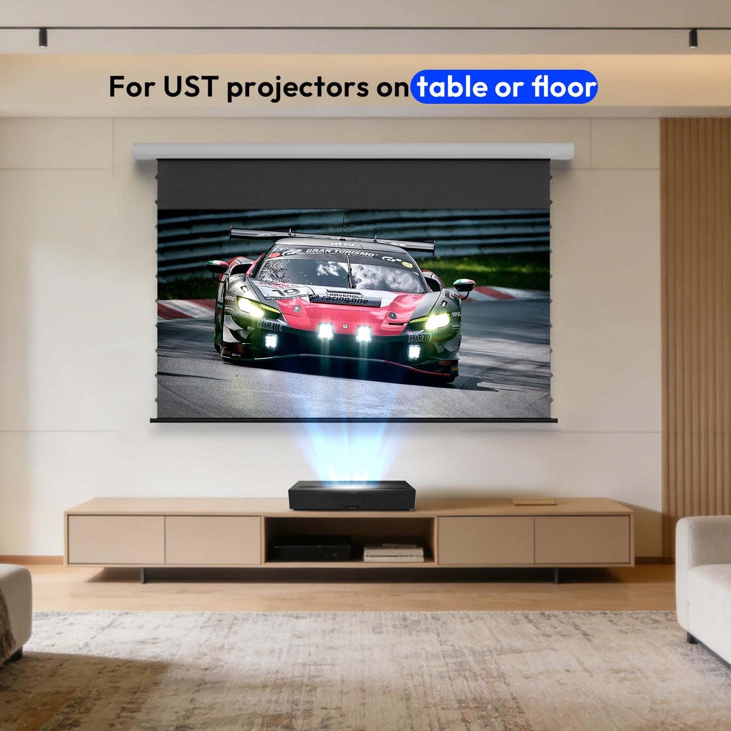 NothingProjector Motorized ALR Screen for Ultra Short Throw Projector, 95% Ambient Light Rejecting, 100” Drop Roll Down, 4K/8K UHD, Active 3D, Anti Daylight, Electric Retractable Automatic NothPJ A