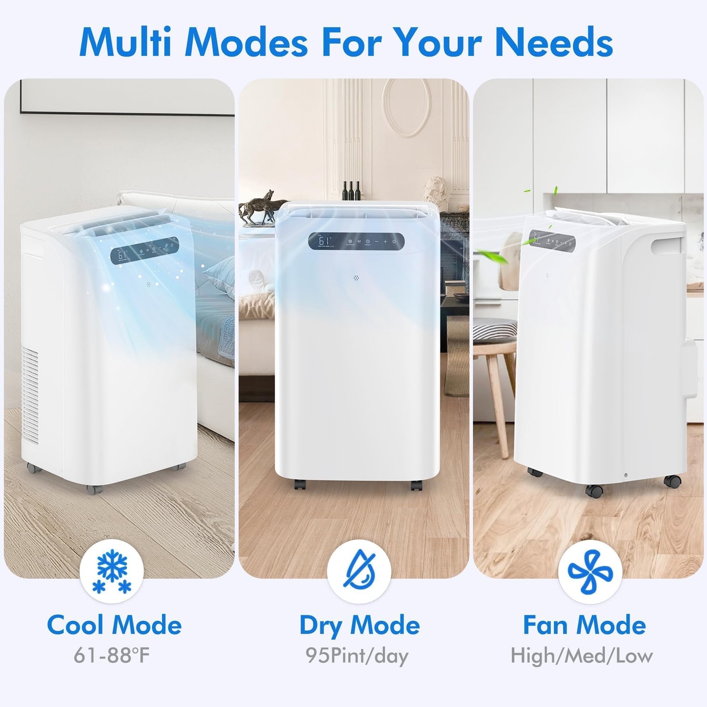 14000 BTU Portable Air Conditioners, Cools Up to 700 Sq.Ft, AC Unit with Cooling, Fan, Dehumidifier, Sleep Mode, Remote Control&Installation Kit, Portable AC for Large Rooms
