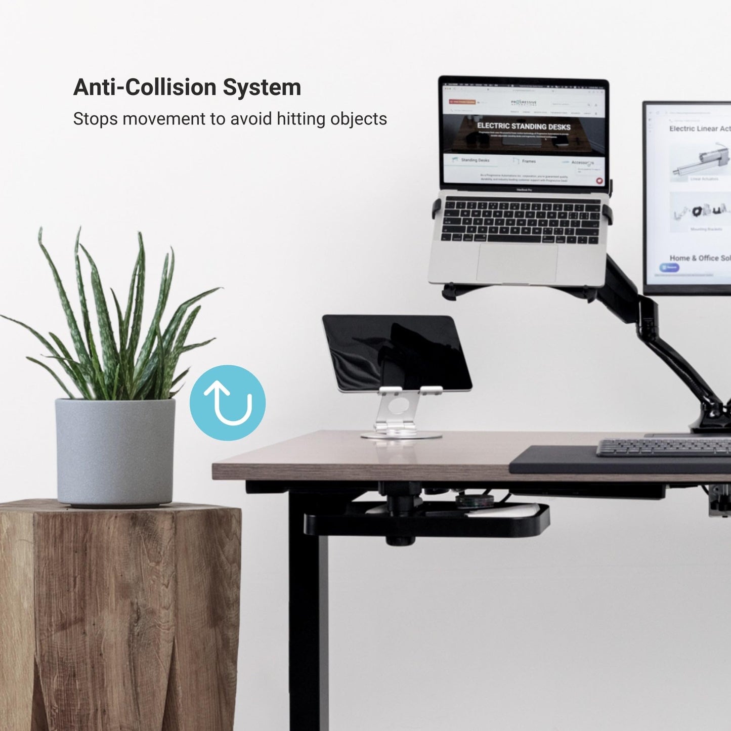 Progressive Desk Stand Up Adjustable Height Electric Standing Desk - 60"x30" Dual Motor, Computer Workstation Table for Home Office - Bright Beech, White Frame