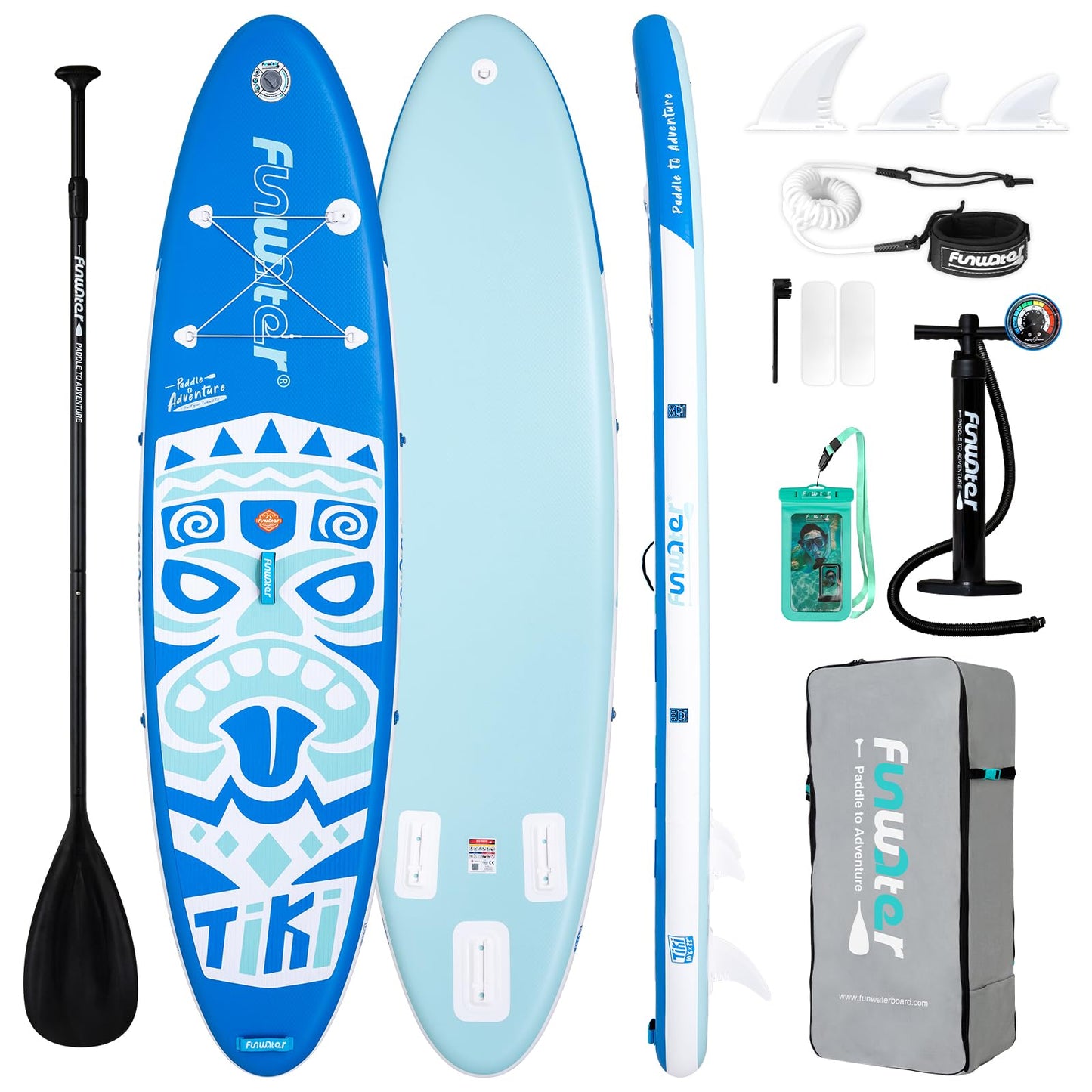 FunWater 10'6×33"×6" Inflatable Stand Up Paddle Board with Premium SUP Paddleboard Accessories, Wide Stable Anti-Slip EVA Deck,Paddle Boards for Adults & Youth of All Skill Levels
