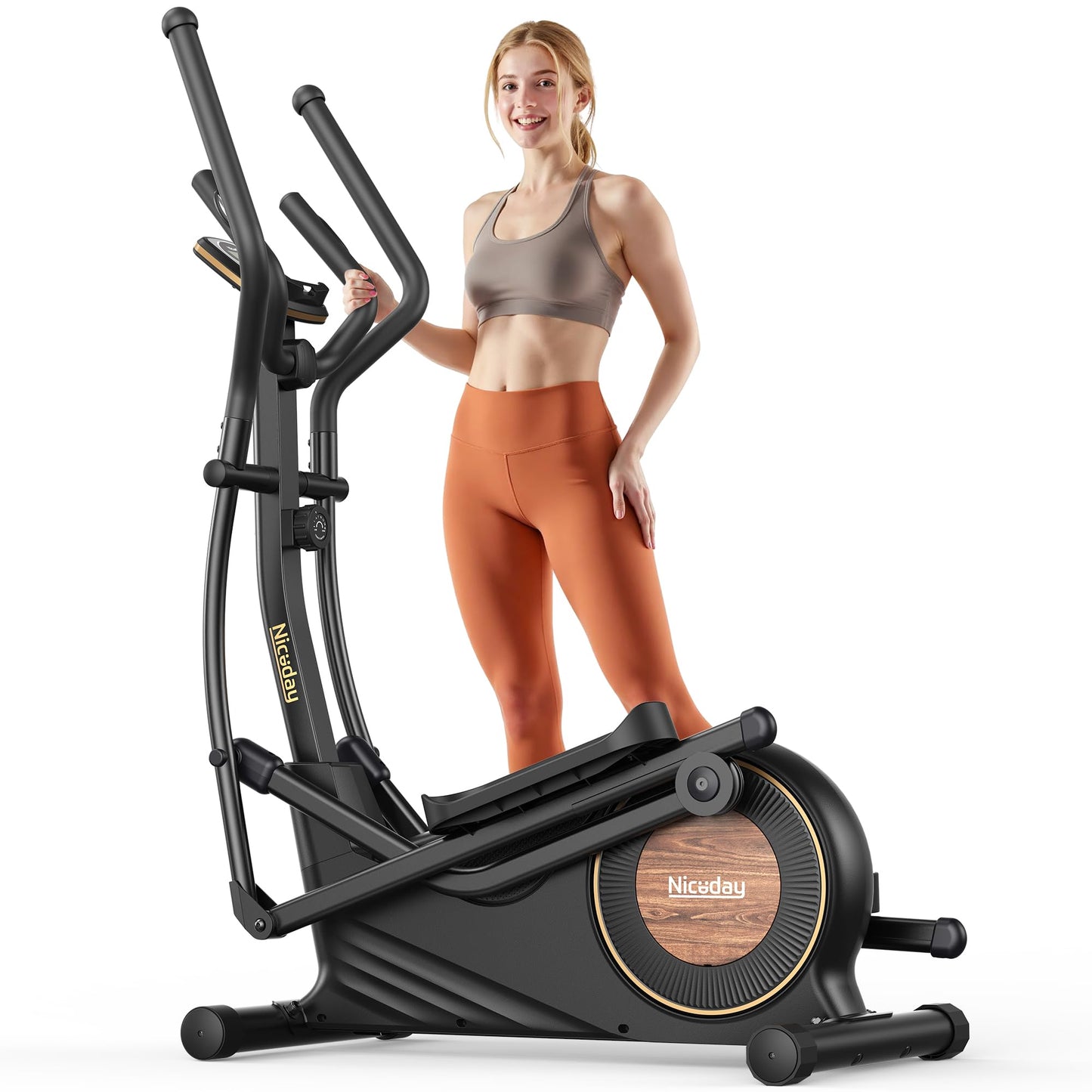 Niceday Elliptical Exercise Machine, Elliptical Machine for Home Use, Magnetic Elliptical Trainer with 18IN Stride, 16 Resistance Levels, 400LBS Loading Capacity, Support Kinomap APP Black
