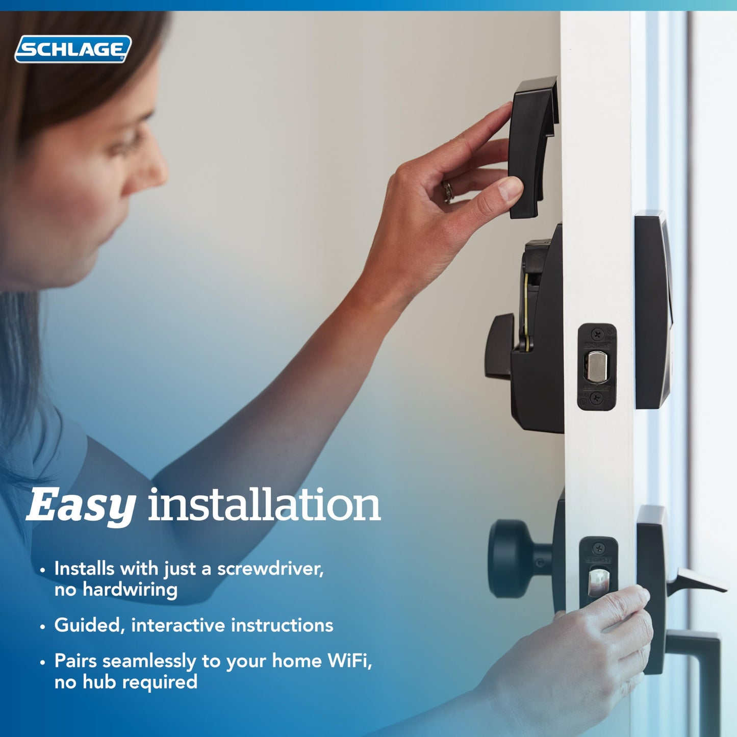 Schlage Encode Smart Wi-Fi Deadbolt Lock with Touchscreen Keypad, Keyless Front Door Entry, App Control, Alexa, Google Home and Airbnb Compatible, Matte Black, BE489WB CEN 622