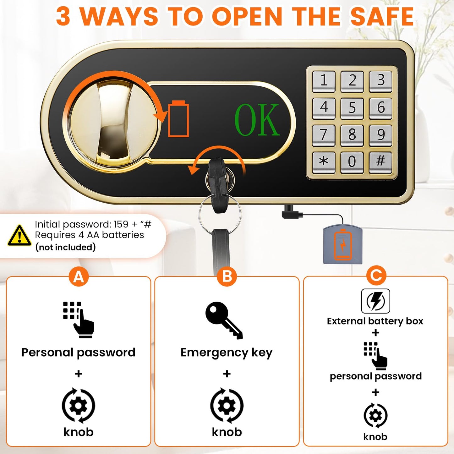 6.0 Cuft Large Depository Drop Safe for Business, Security Safe Box with Quick Place Drop Slot, Combination Lock & Spare Keys, Heavy-duty Commercial Cash Drop Box Safe for Retail Office Restaurant