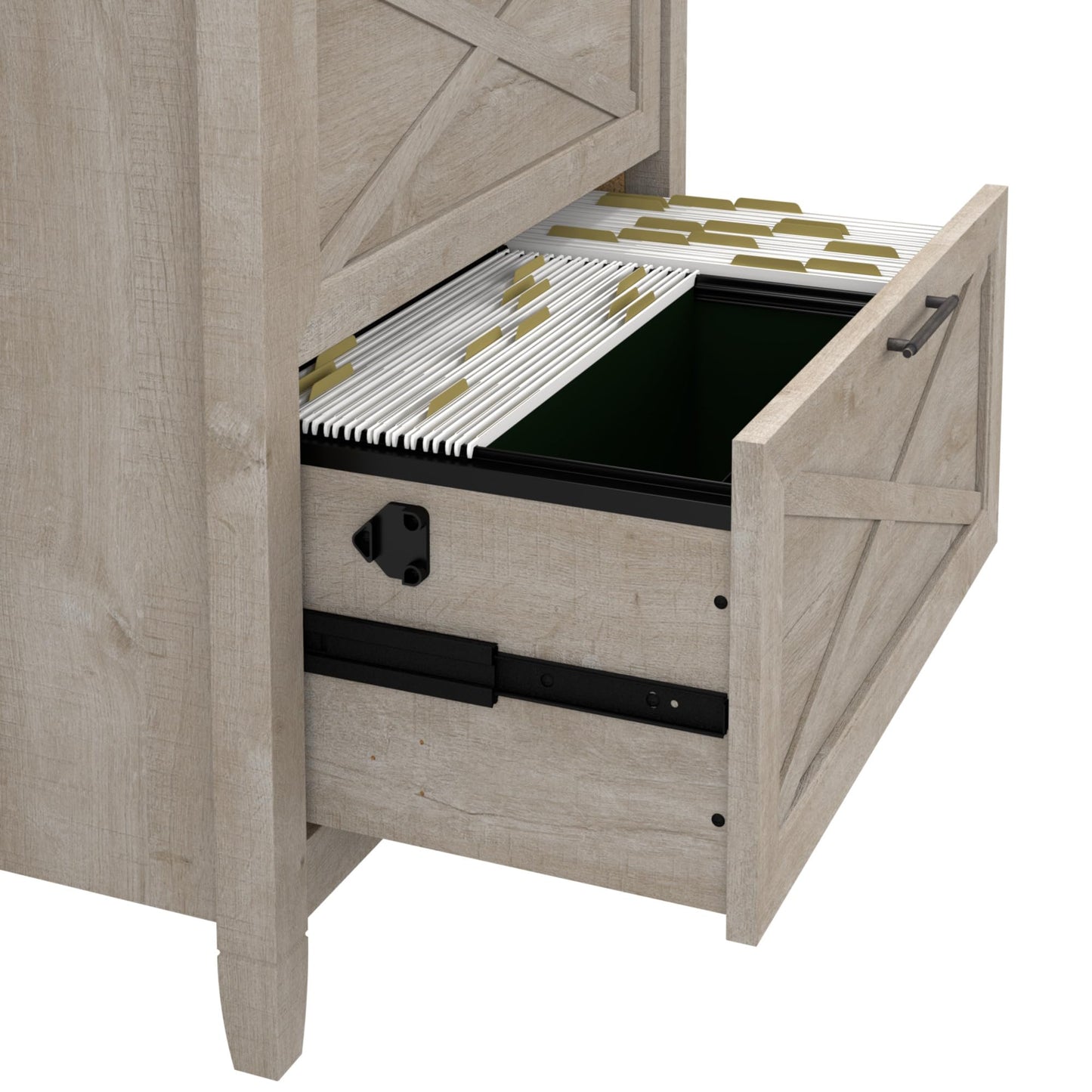 Bush Home Key West 2 Drawer Lateral File Cabinet in Washed Gray, Document Storage for Home Office, Accent Chest with Drawers