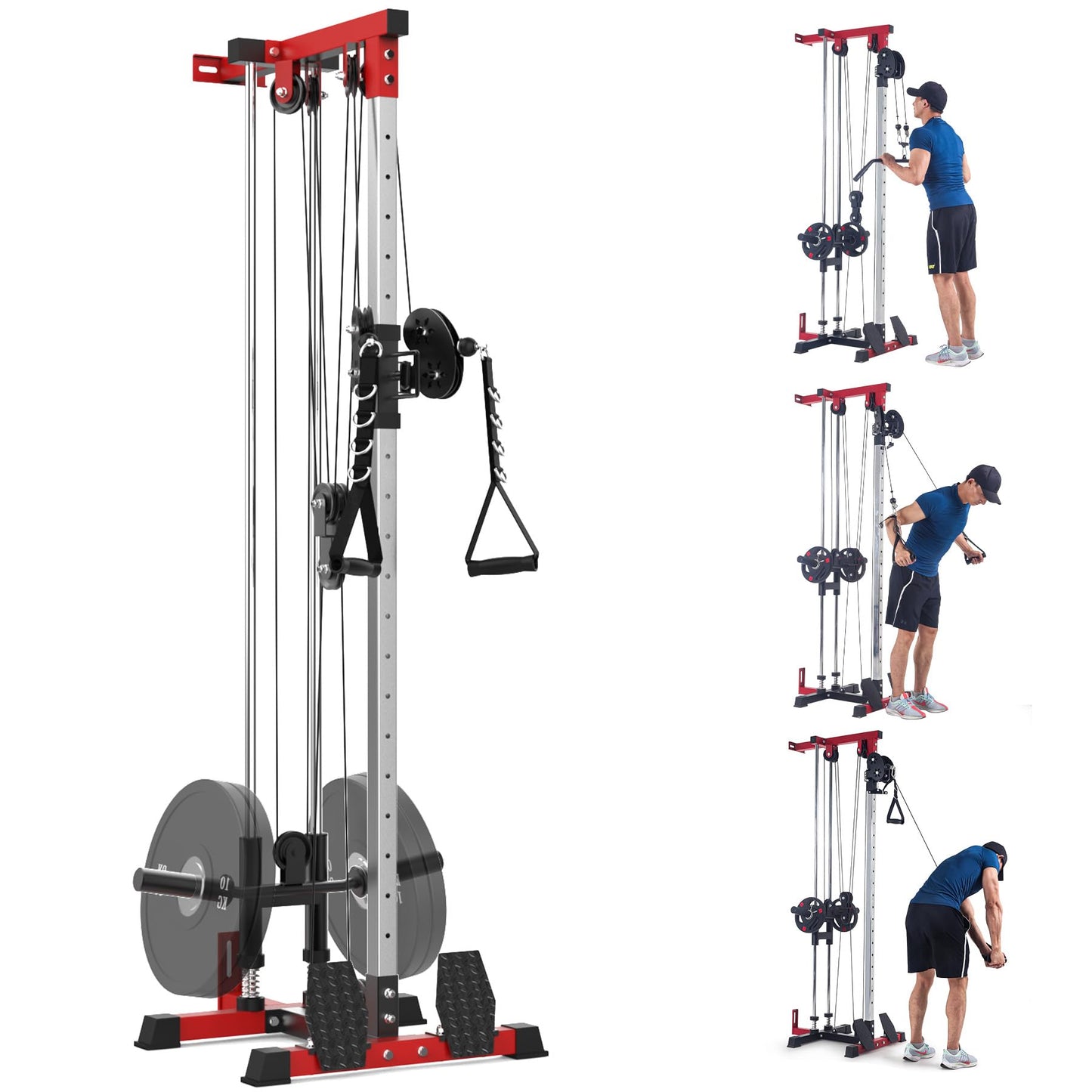 Garvee Wall-Mounted LAT Pulldown & Cable Machine – Dual Pulley System – 20 Height Settings – 400 Lbs Capacity – Full-Body Home Gym Trainer – Space-Saving Design