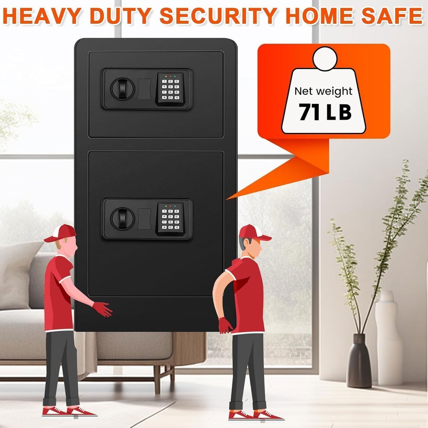 7.5 Cuft Extra Large Safe Box Fireproof Waterproof, Fire Proof Safes With Double Door, A4 Fireproof Bag, Digital Keypad & Spare Key, Smart Alert, Safes For Home Use Fire And Water Proof