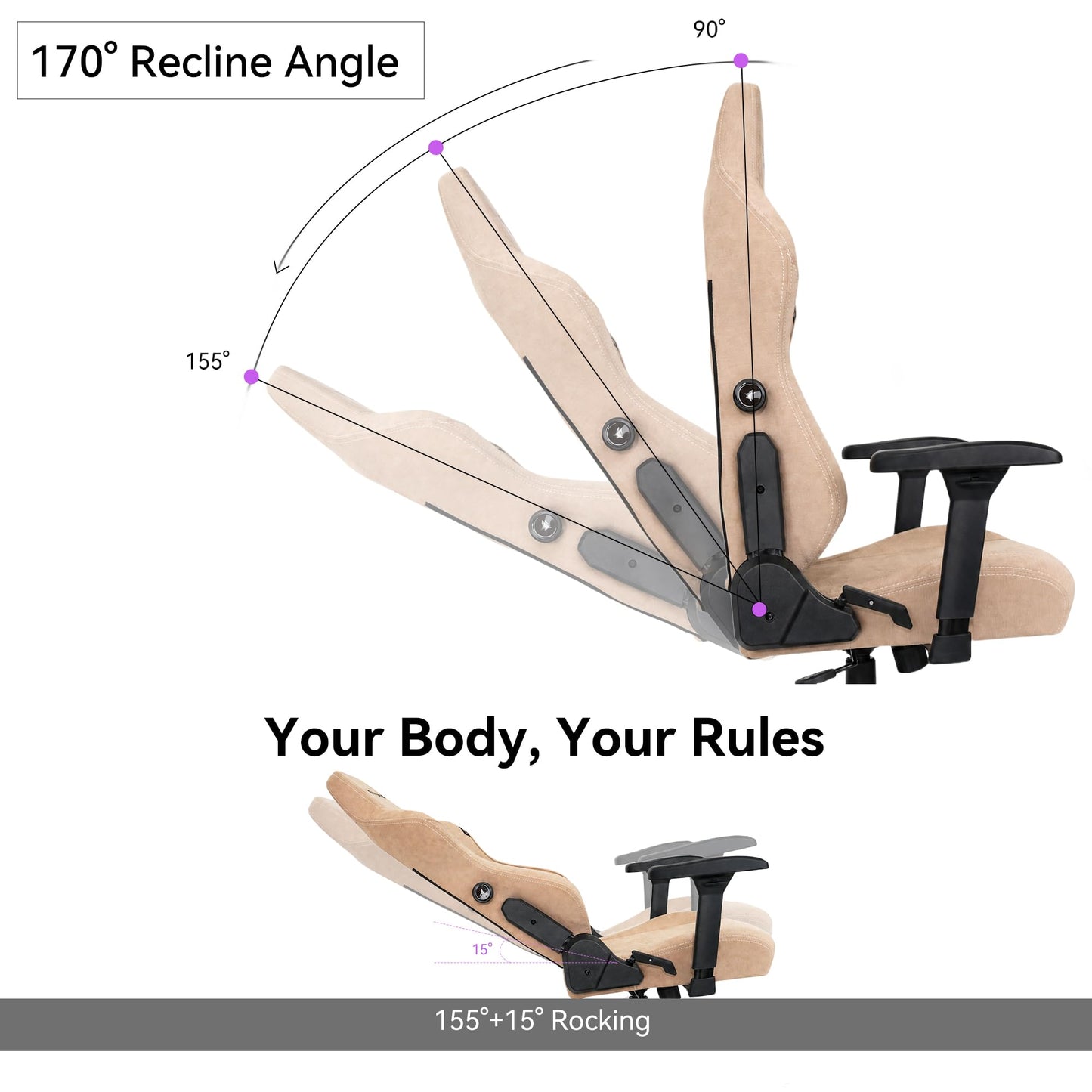 VENTUVIBE Gaming Chair - High Back Ergonomic Computer Chair with Lumbar Support, Video Game Chair-4D Adjustable Armrests,170° Reclining & 320lb Capacity,Fabric,Desert Yellow